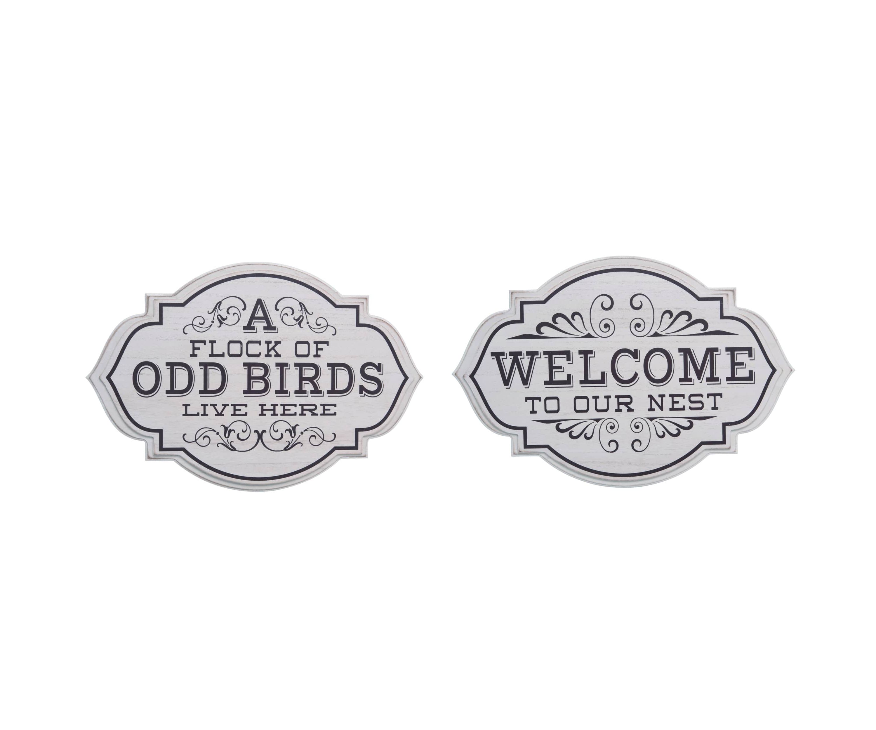 Transpac MDF Antique Nest Sign Set of 2 Spring Home Decorations