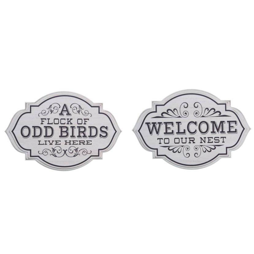 Transpac MDF Antique Nest Sign Set of 2 Spring Home Decorations