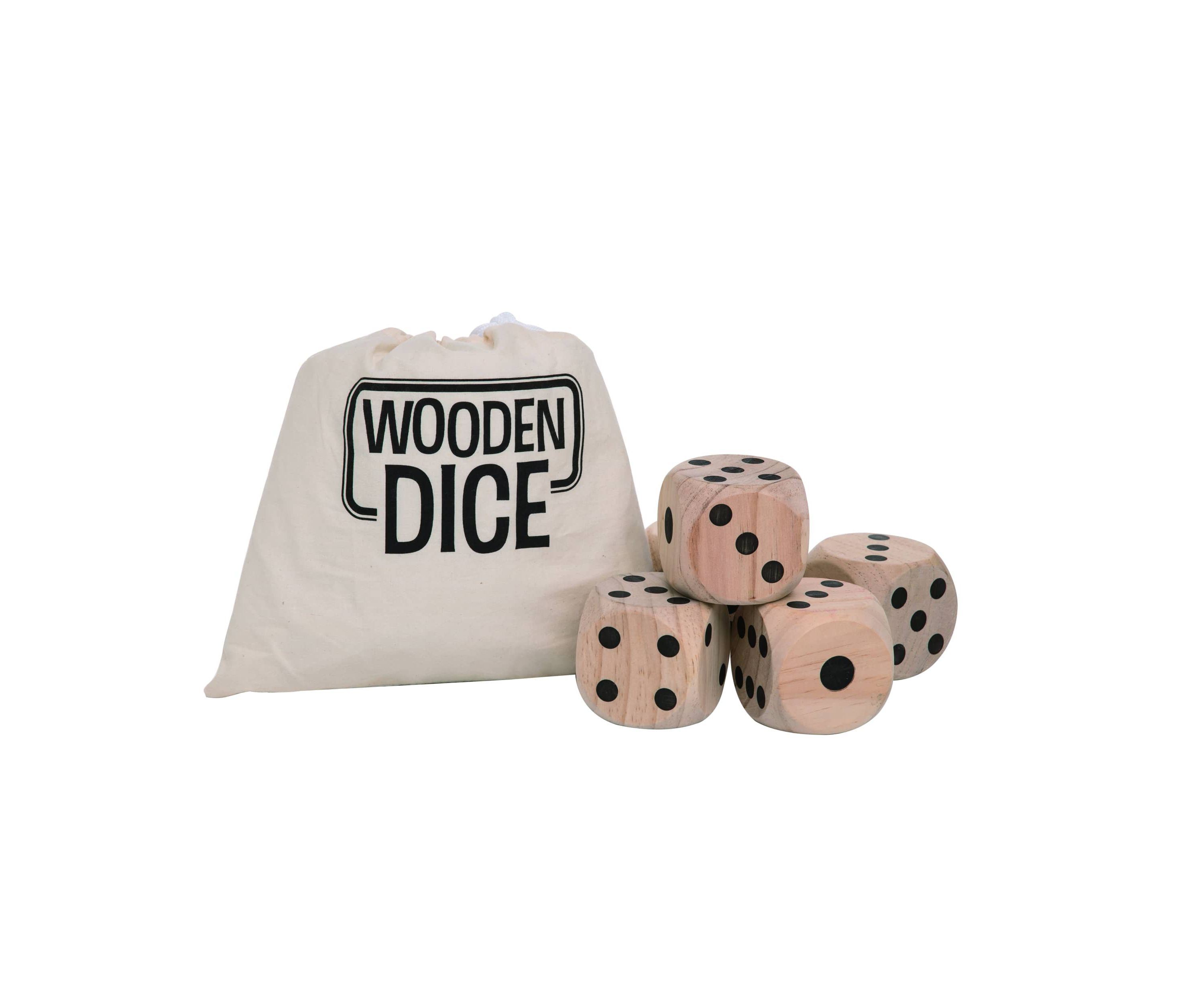 Transpac Wood 2.75 in. Tan Spring Outdoor Dice Set with Bag Set of 5