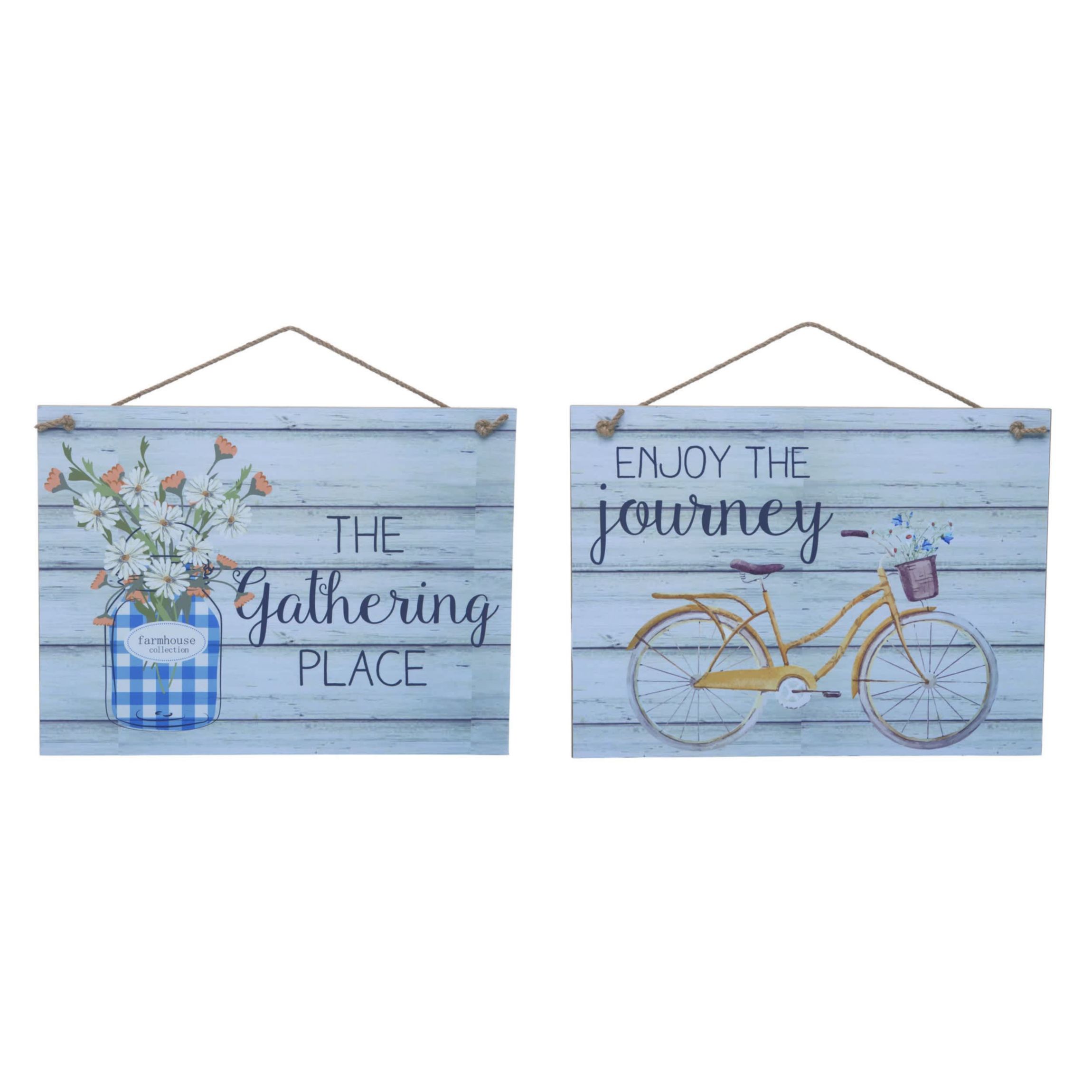 Transpac MDF Distressed Wood Sign Set of 2 Spring Home Decorations