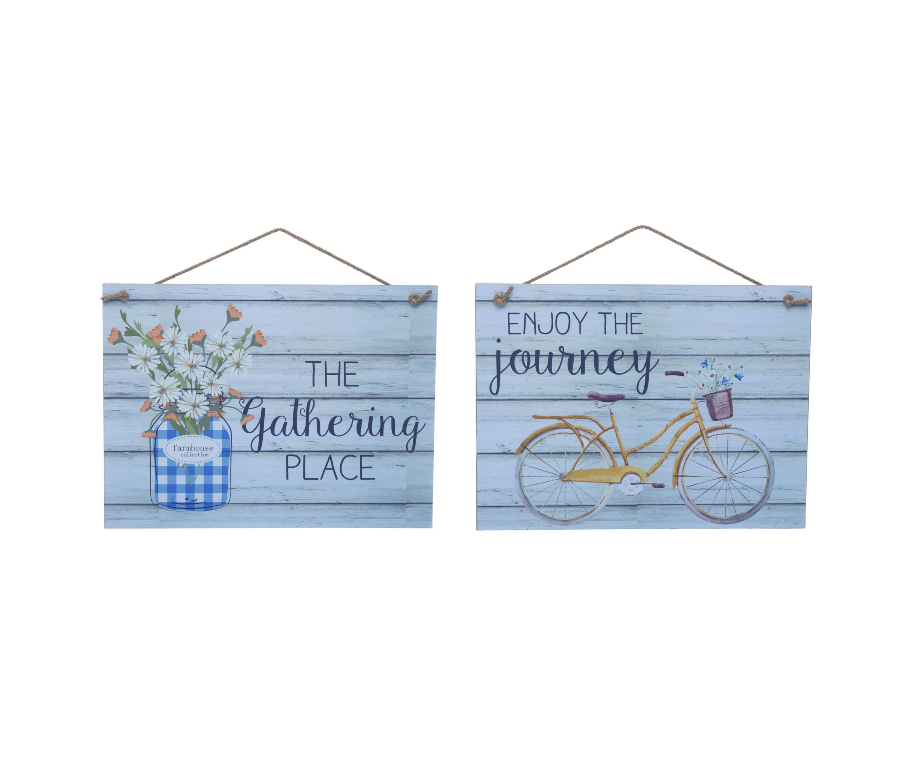 Transpac MDF Distressed Wood Sign Set of 2 Spring Home Decorations