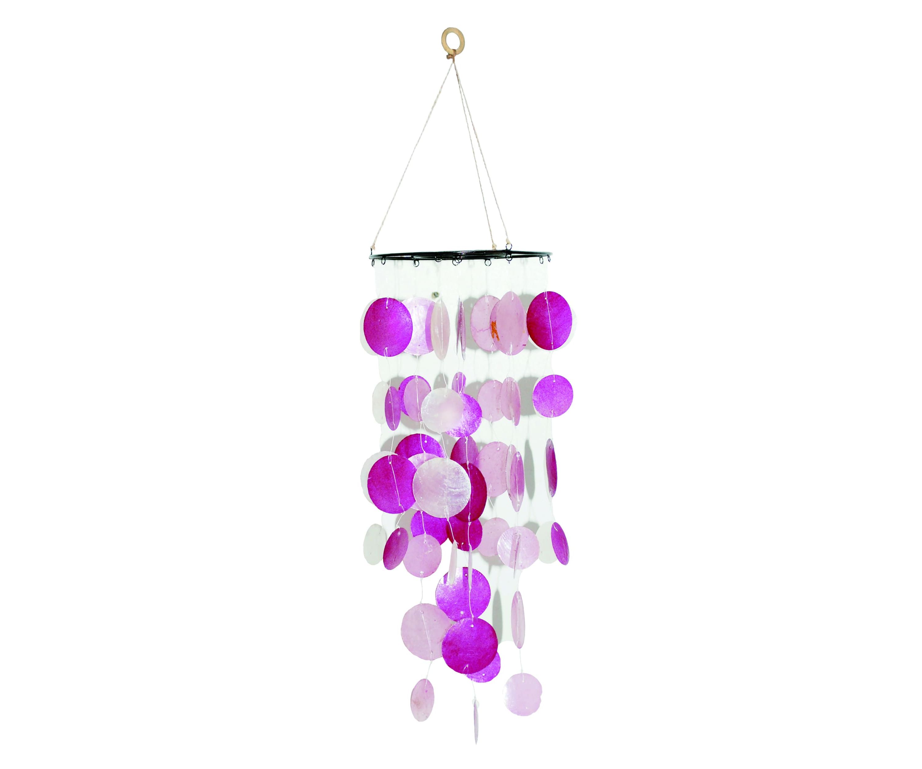 Transpac Natural Material 23.5 in. Multicolor Spring Round Capiz Jewel Chime