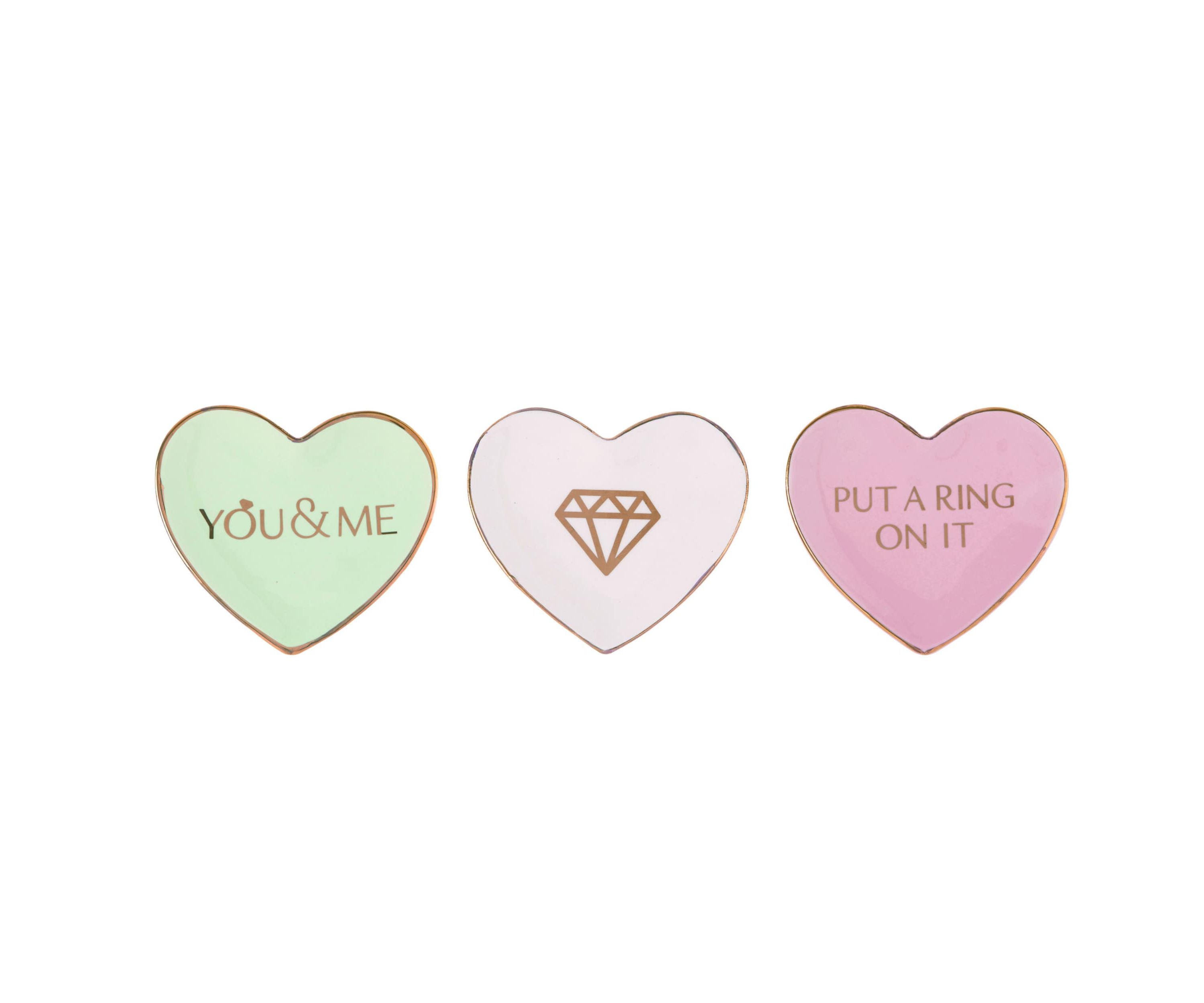 Transpac Small Dol Heart Shaped Trinket Dish Set of 3 Valentines Home Decorations