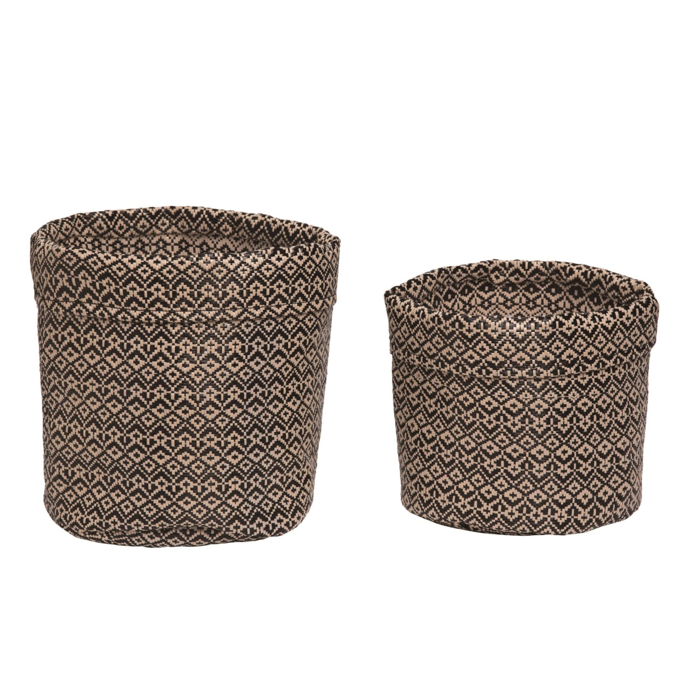Transpac Fabric 8.2 in. Brown Spring Basket Set of 2