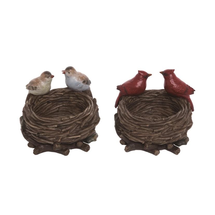 Transpac Resin Bird Nest Container Set of 2 Spring Home Decorations