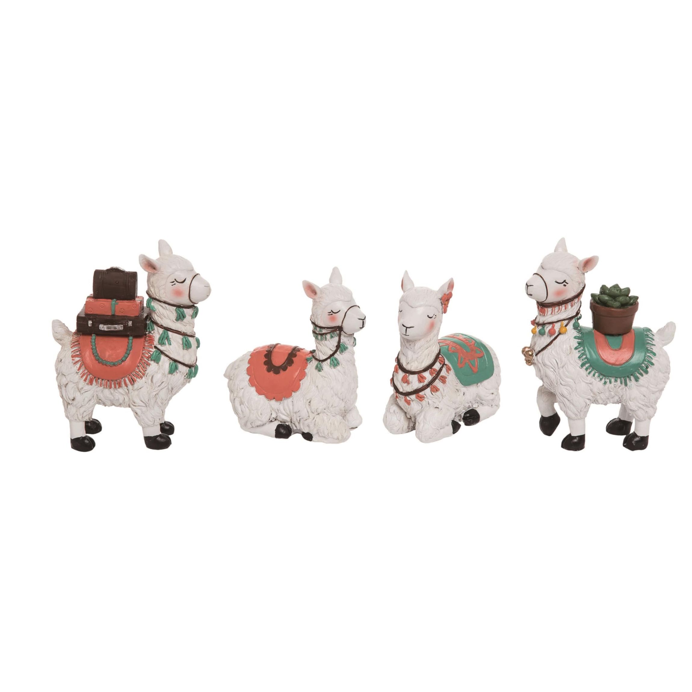 Transpac Resin Lama Figurine Set of 4 Spring Home Decorations