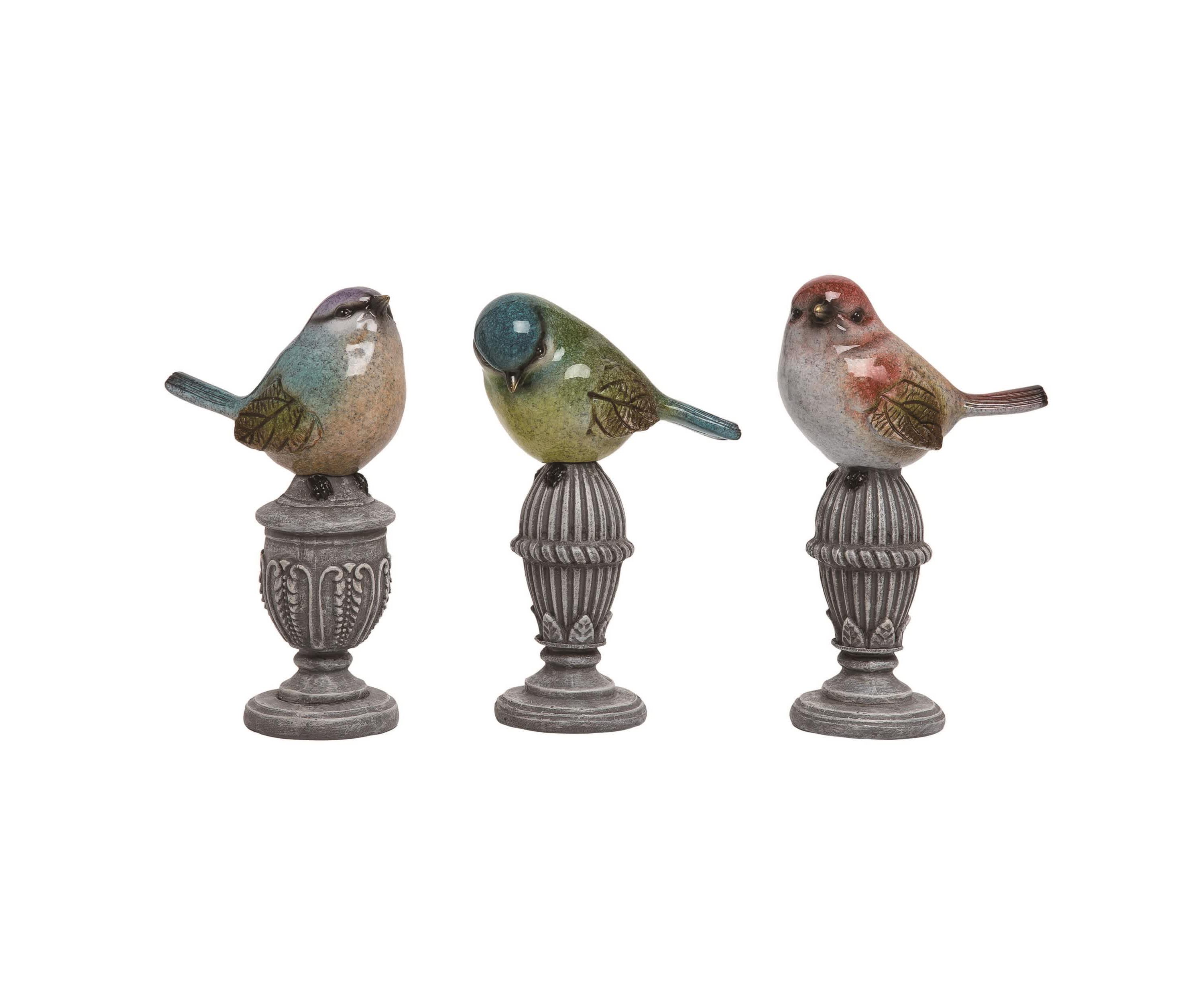 Transpac Resin Bird Pedestal Set of 3 Spring Home Decorations