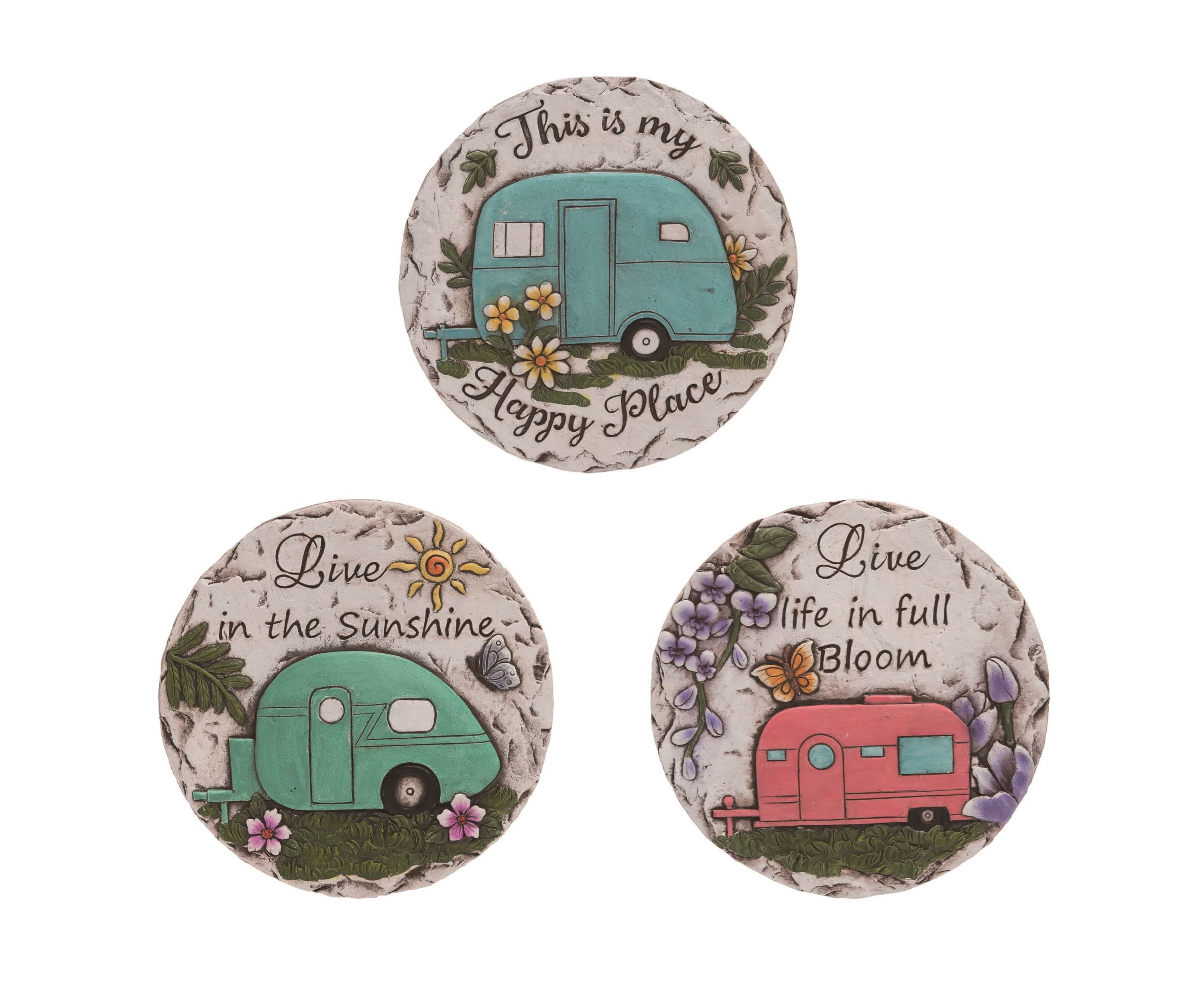 Transpac Resin Camper Garden Stone Set of 3 Spring Home Decorations