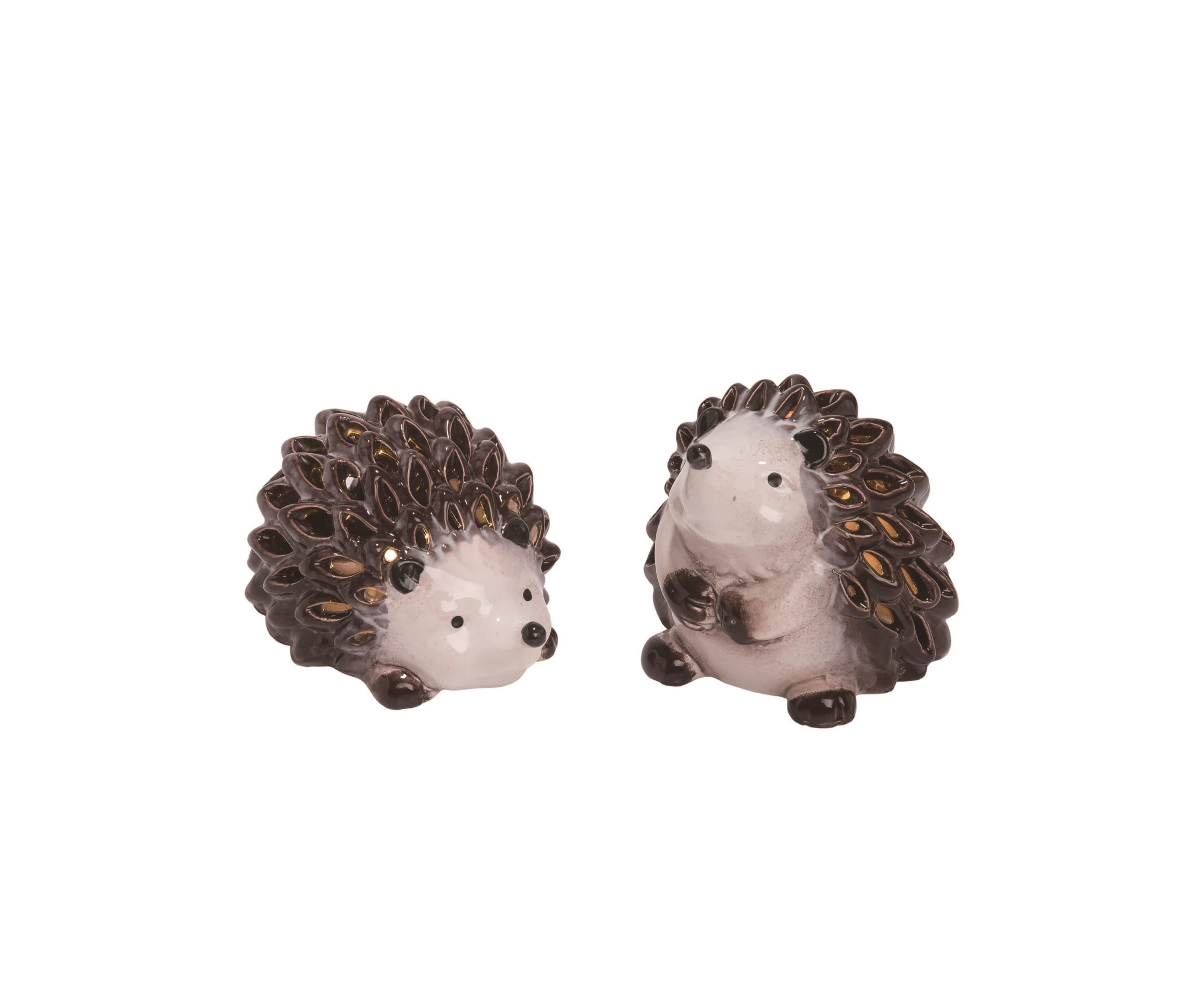 Transpac Ceramic Light Up Hedgehog Set of 2 Spring Home Decorations