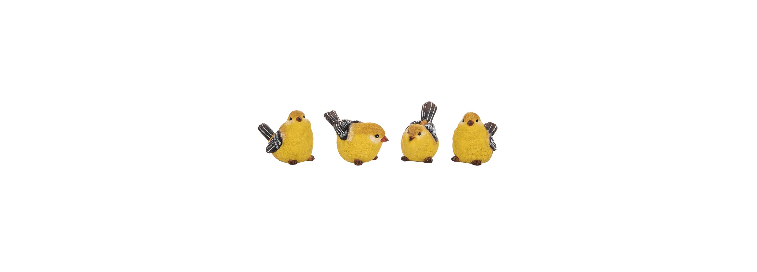 Transpac Medium Resin Yellow Goldfinch Bird Figurines Set of 4 Home Decorations