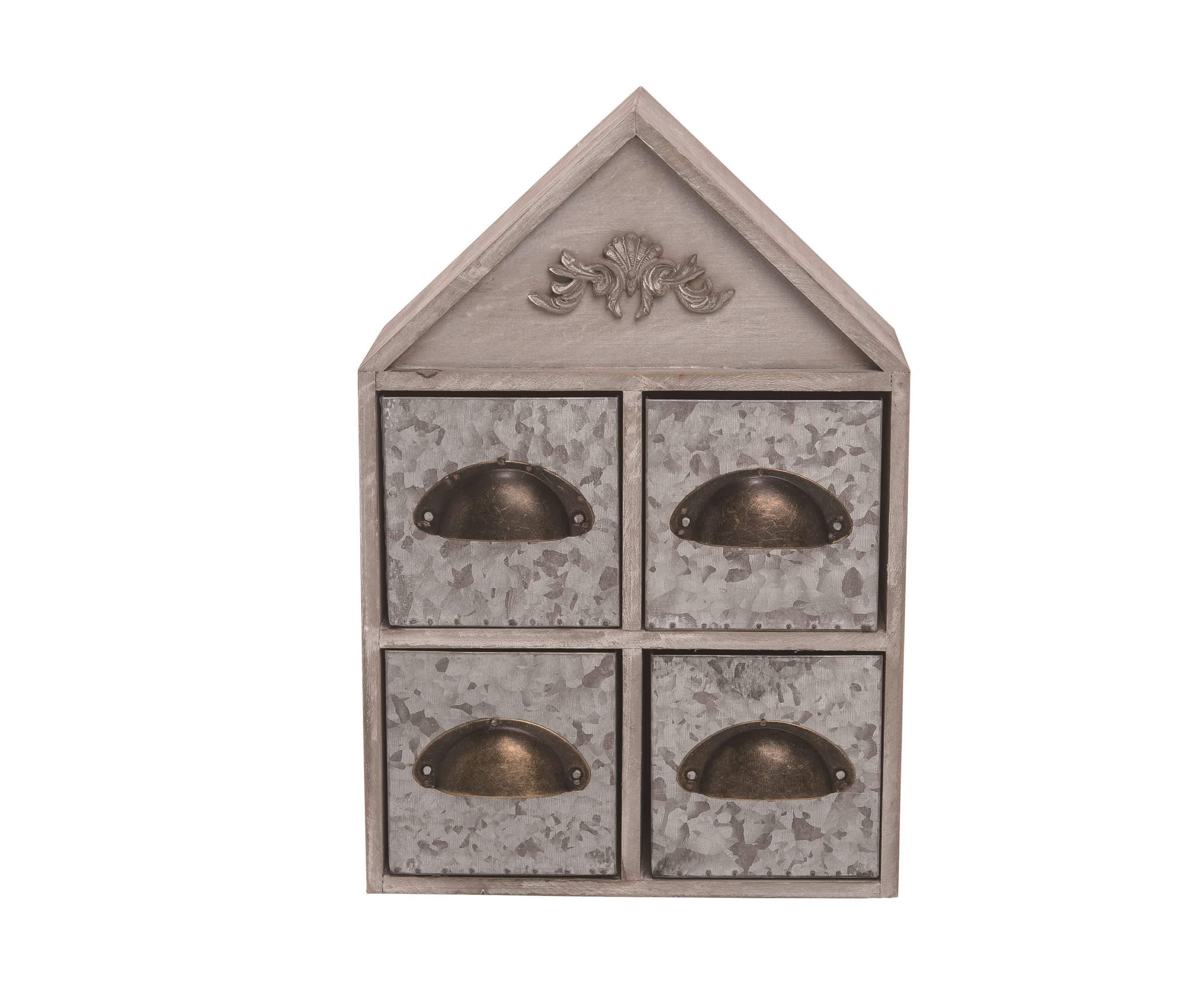 Transpac Wood 9.5 in. Off-White Decorative Home Decor with Drawers