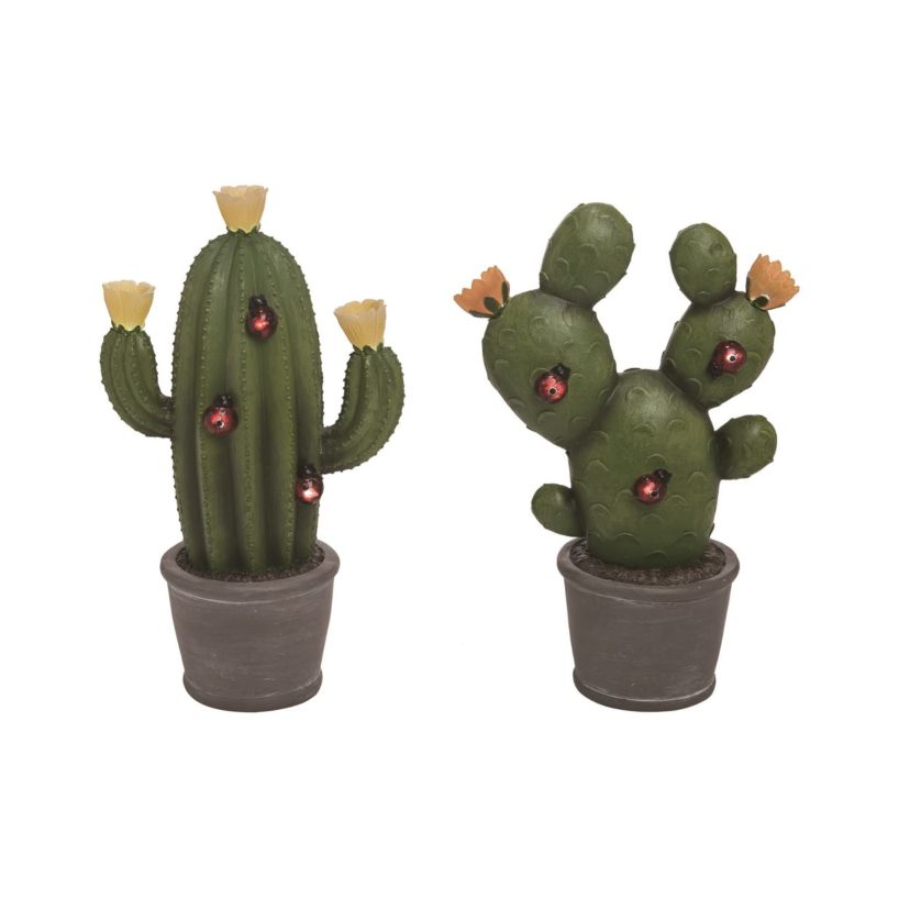 Transpac Resin Solar Cactus Set of 2 Home Decorations Spring