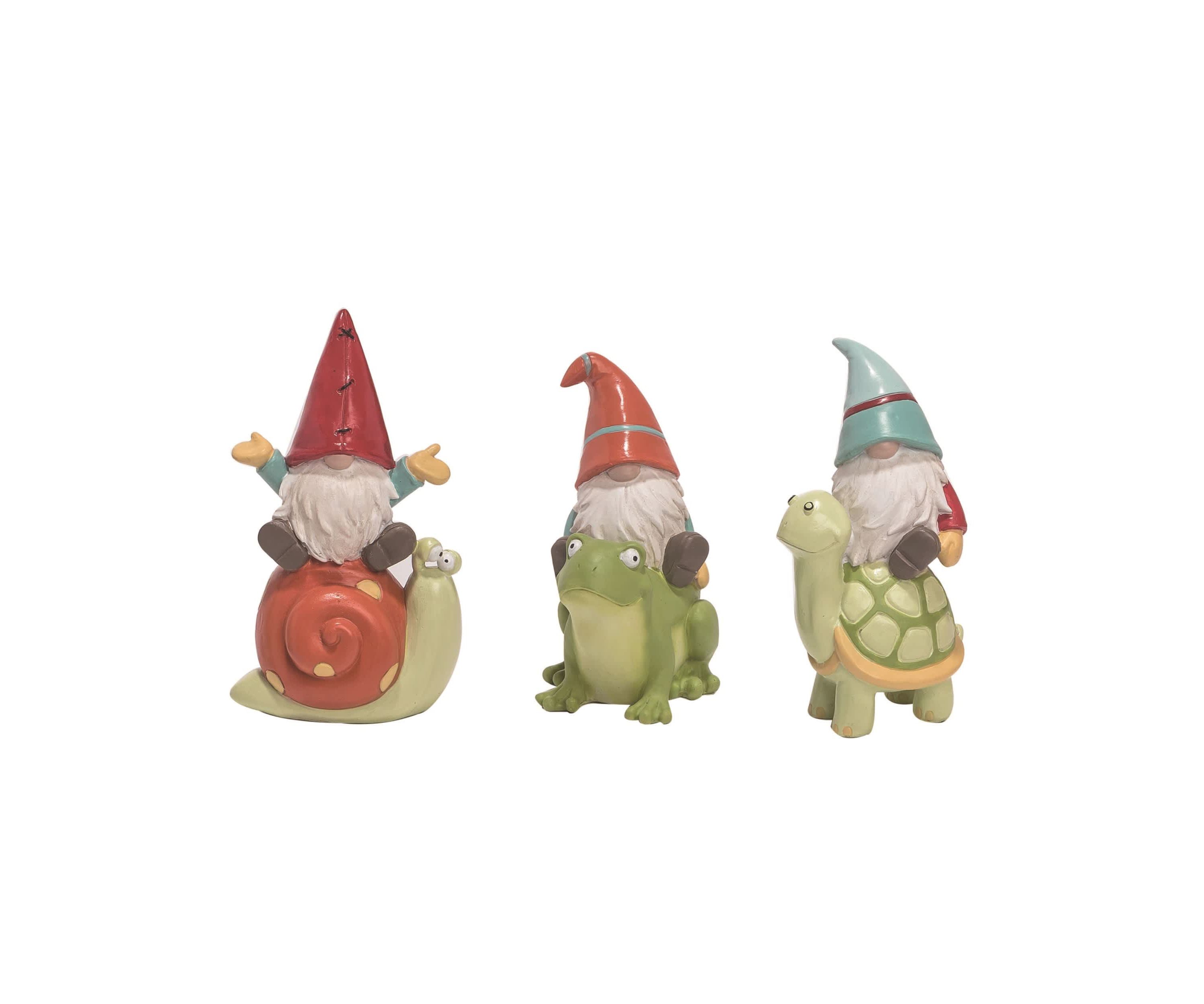 Transpac Resin Gnome w/Friend Figurine Set of 3 Spring Home Decorations