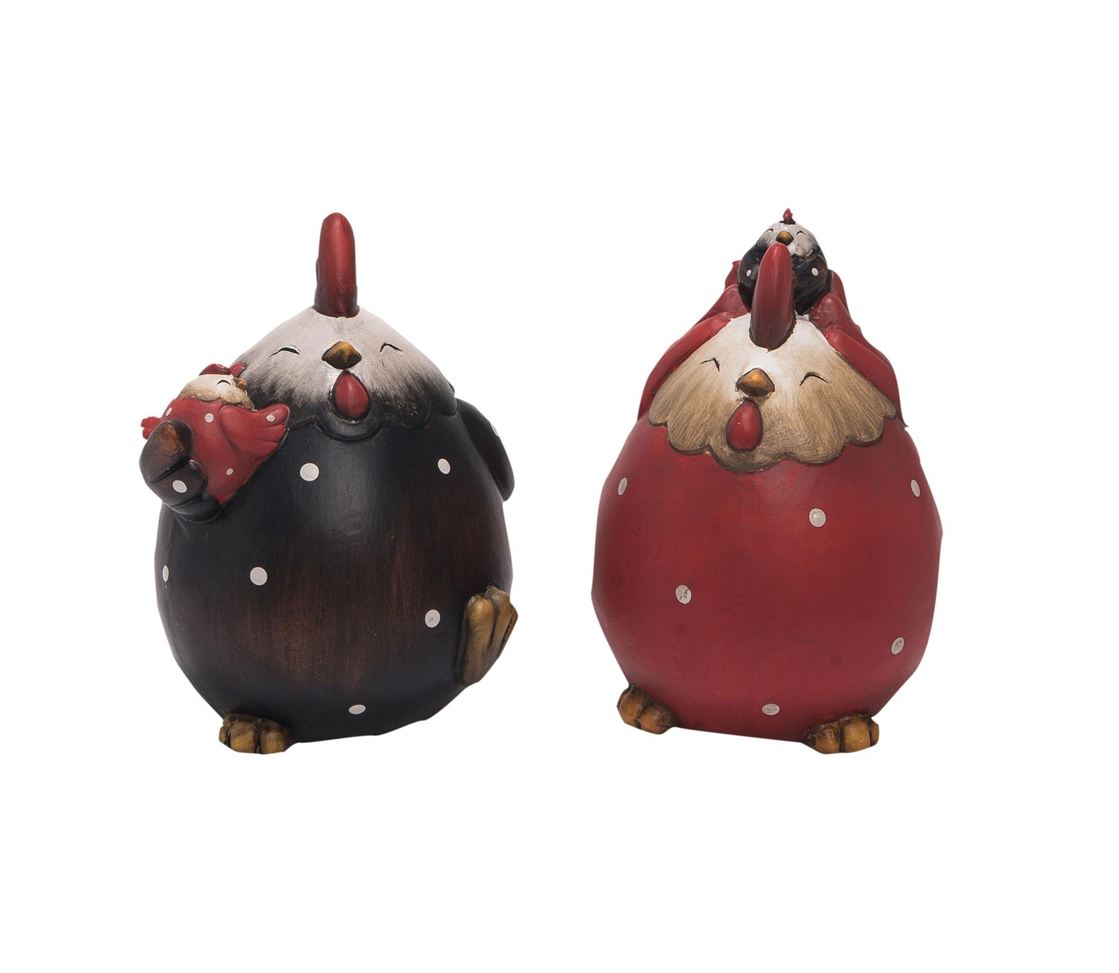 Transpac Terracotta Chicken Family Decor Set of 2 Spring Home Decorations