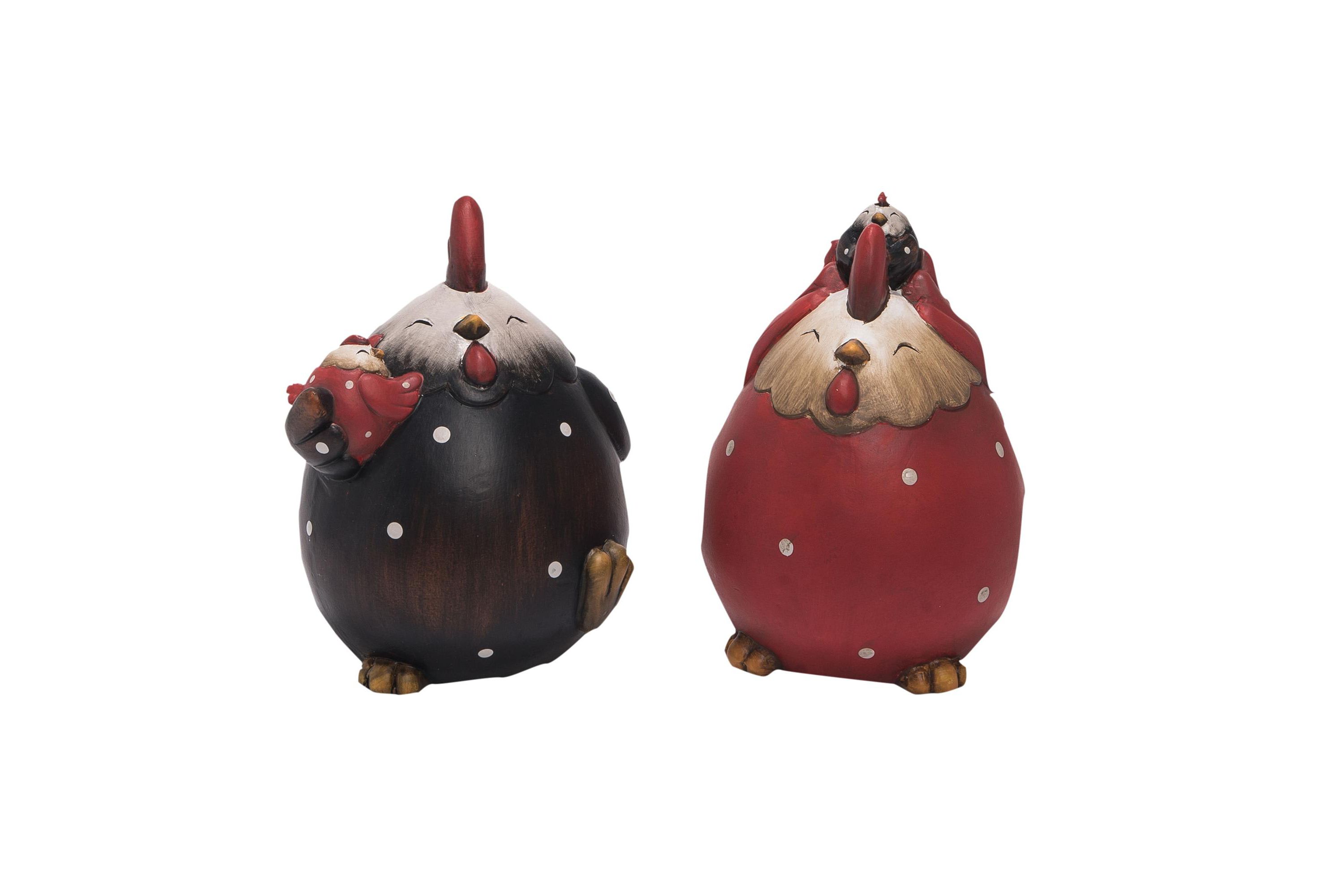 Transpac Terracotta Chicken Family Decor Set of 2 Spring Home Decorations