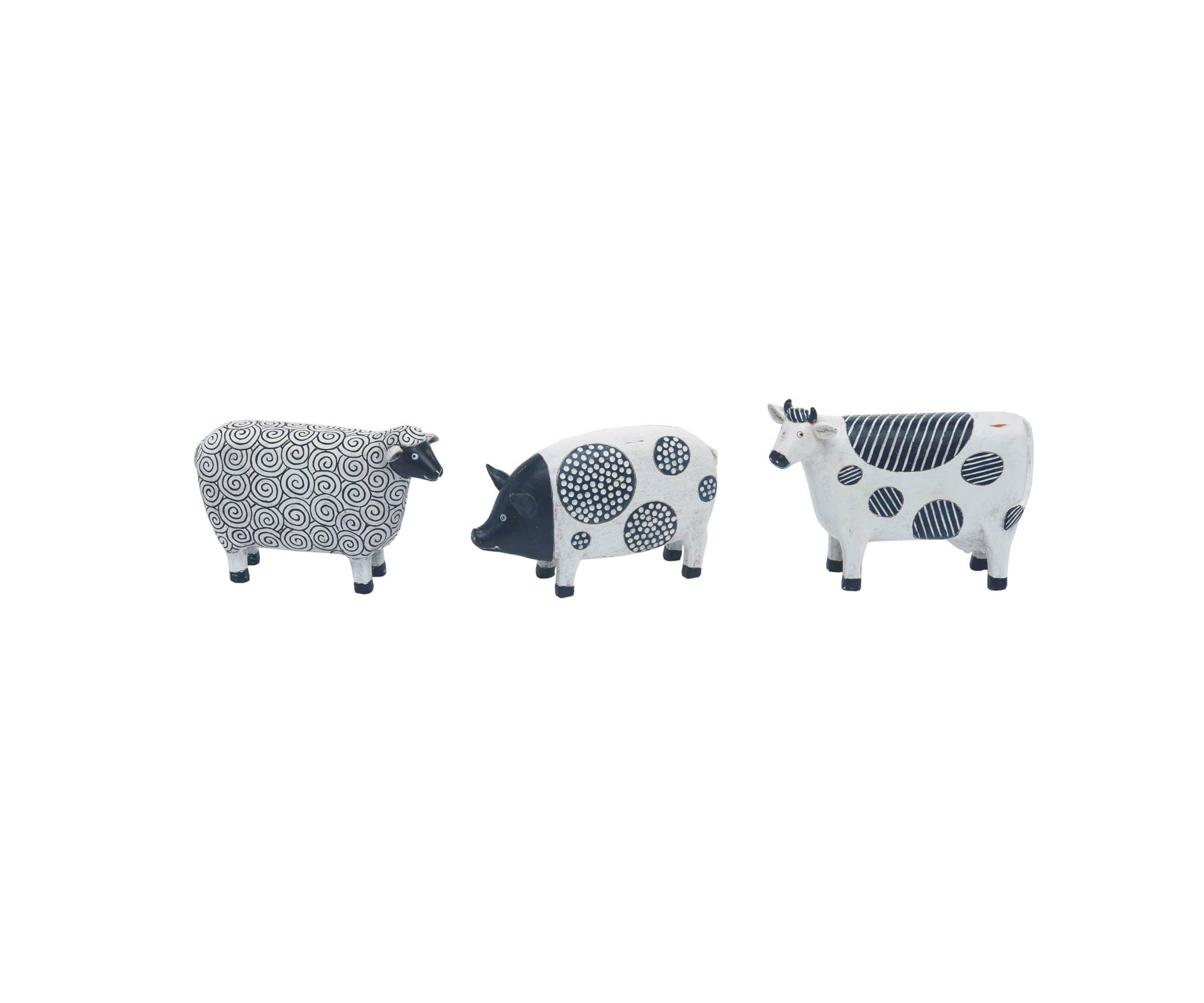 Transpac Resin Pop Art Farm Animal Decor Set of 3 Spring Home Decorations