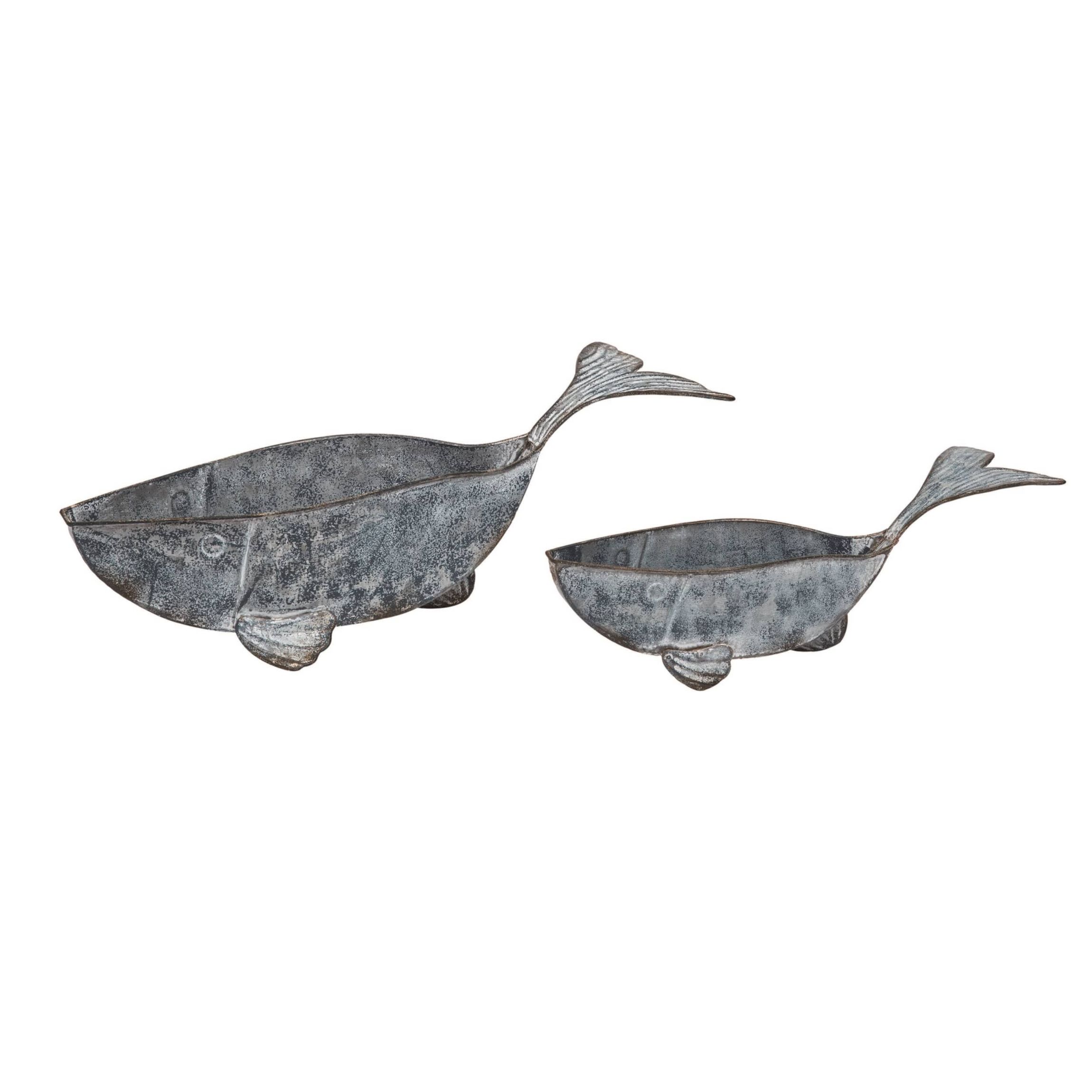 Transpac Metal 18.75 in. Gray Spring Whale Containers Set of 2