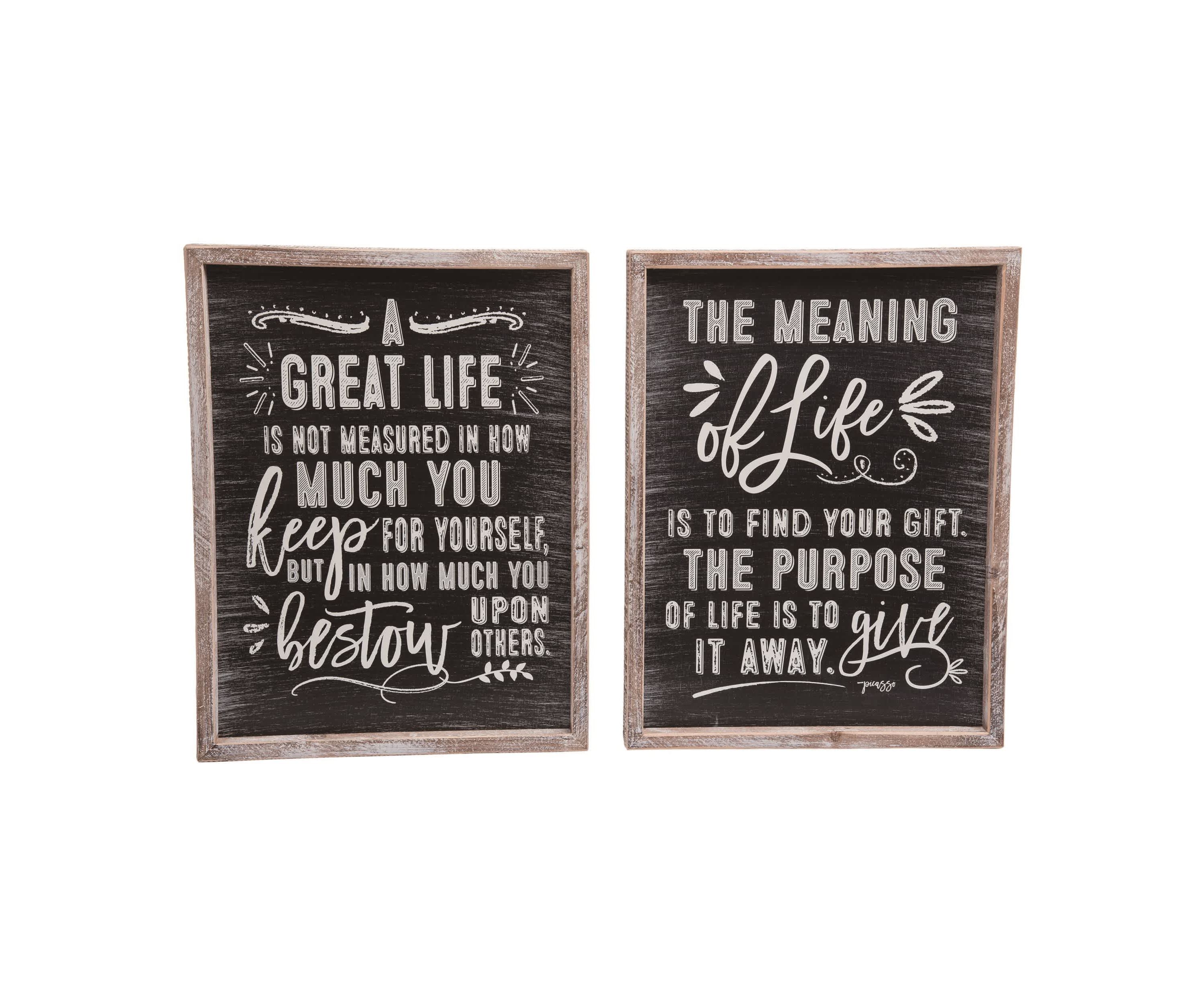 Transpac Wood Chalkboard Motivational Sign Set of 2 Spring Home Decorations