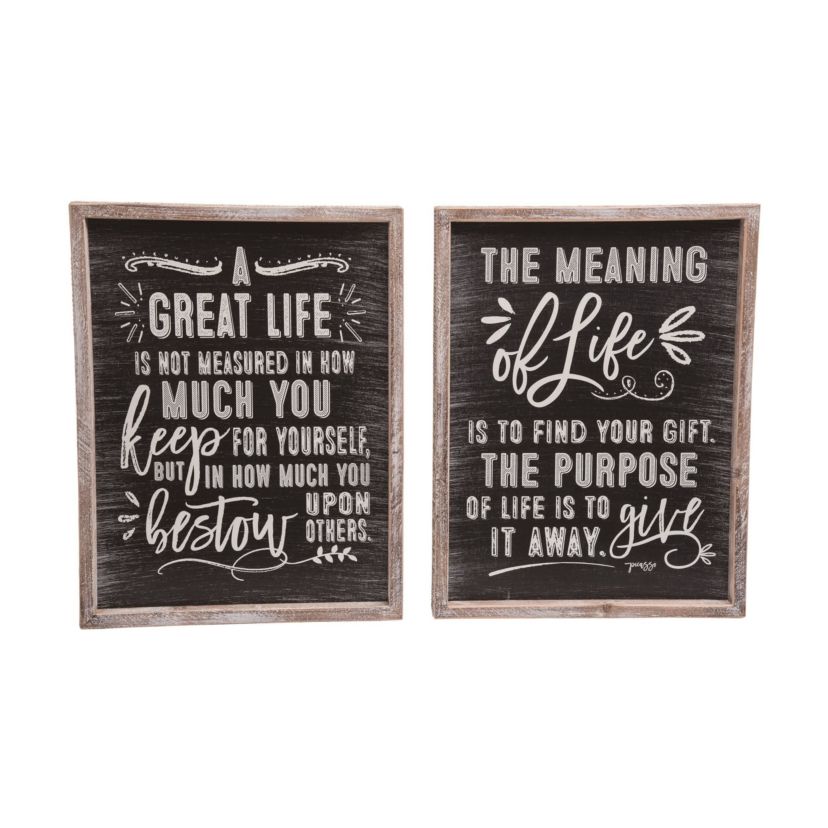 Transpac Wood Chalkboard Motivational Sign Set of 2 Spring Home Decorations