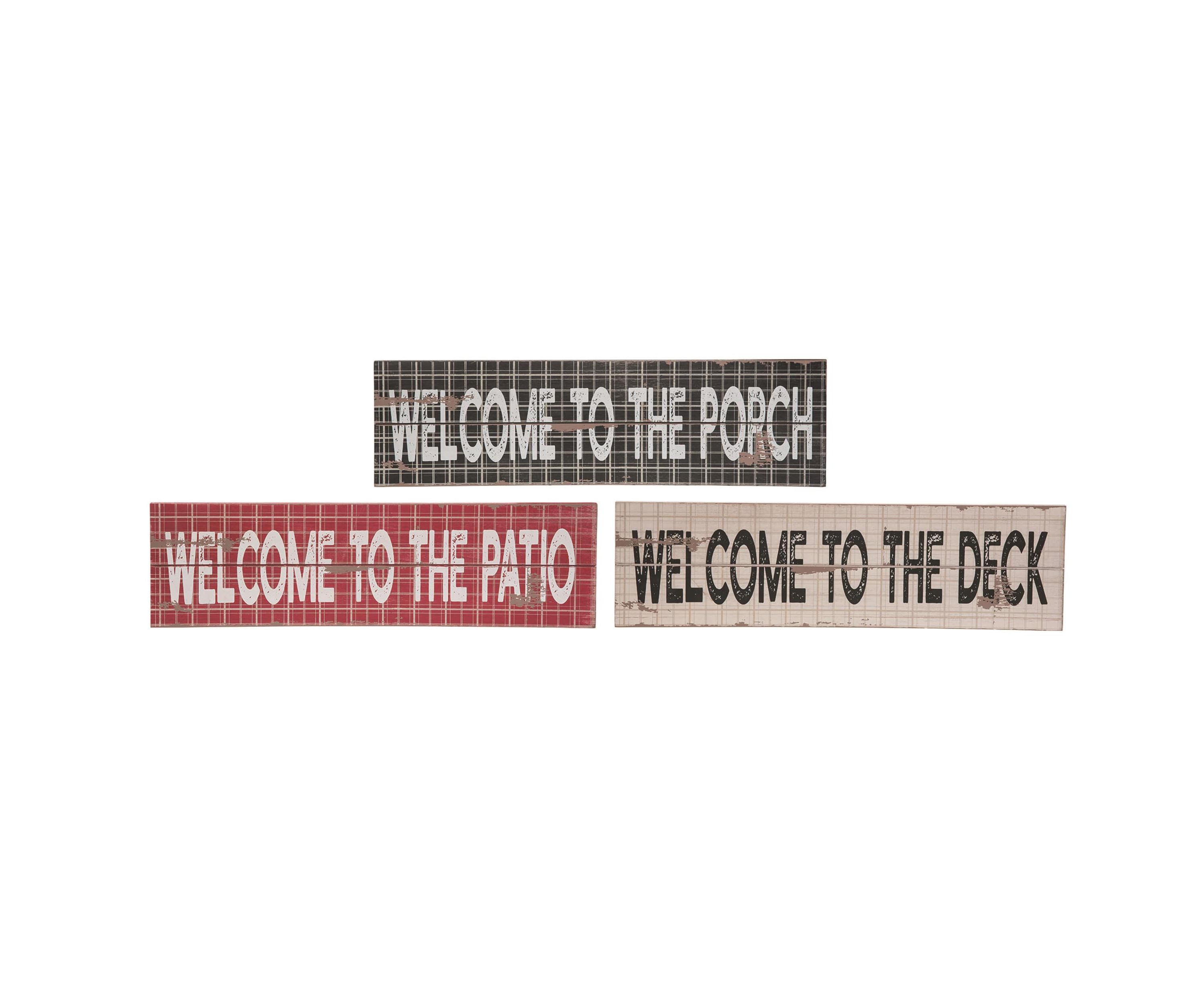 Transpac MDF Welcome To Sign Set of 3 Spring Home Decorations