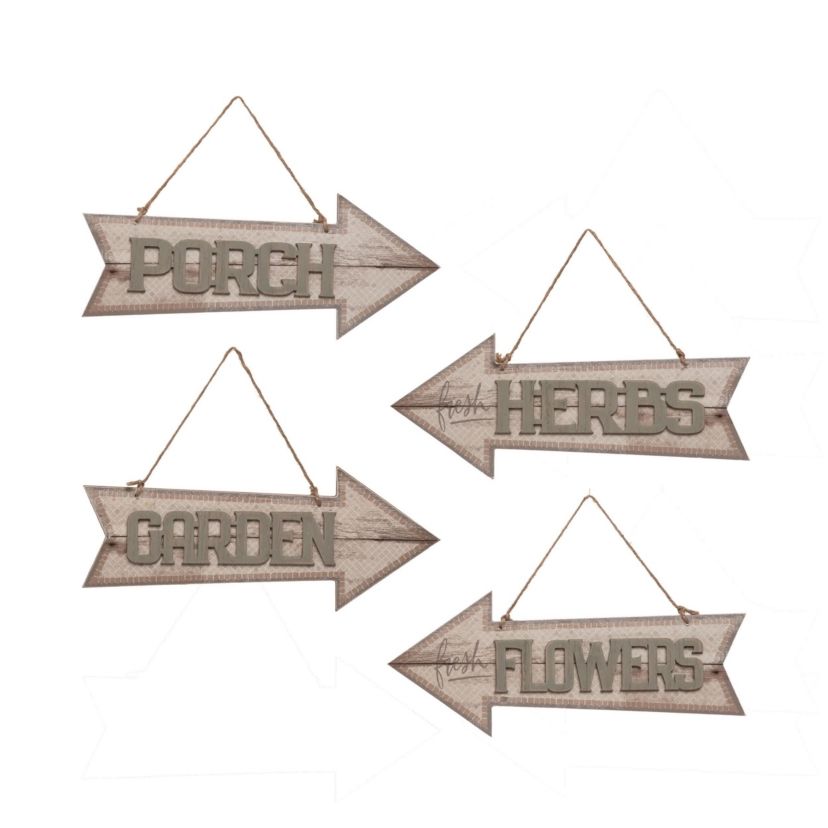 Transpac MDF Mosaic Arrow Sign Set of 4 Spring Home Decorations