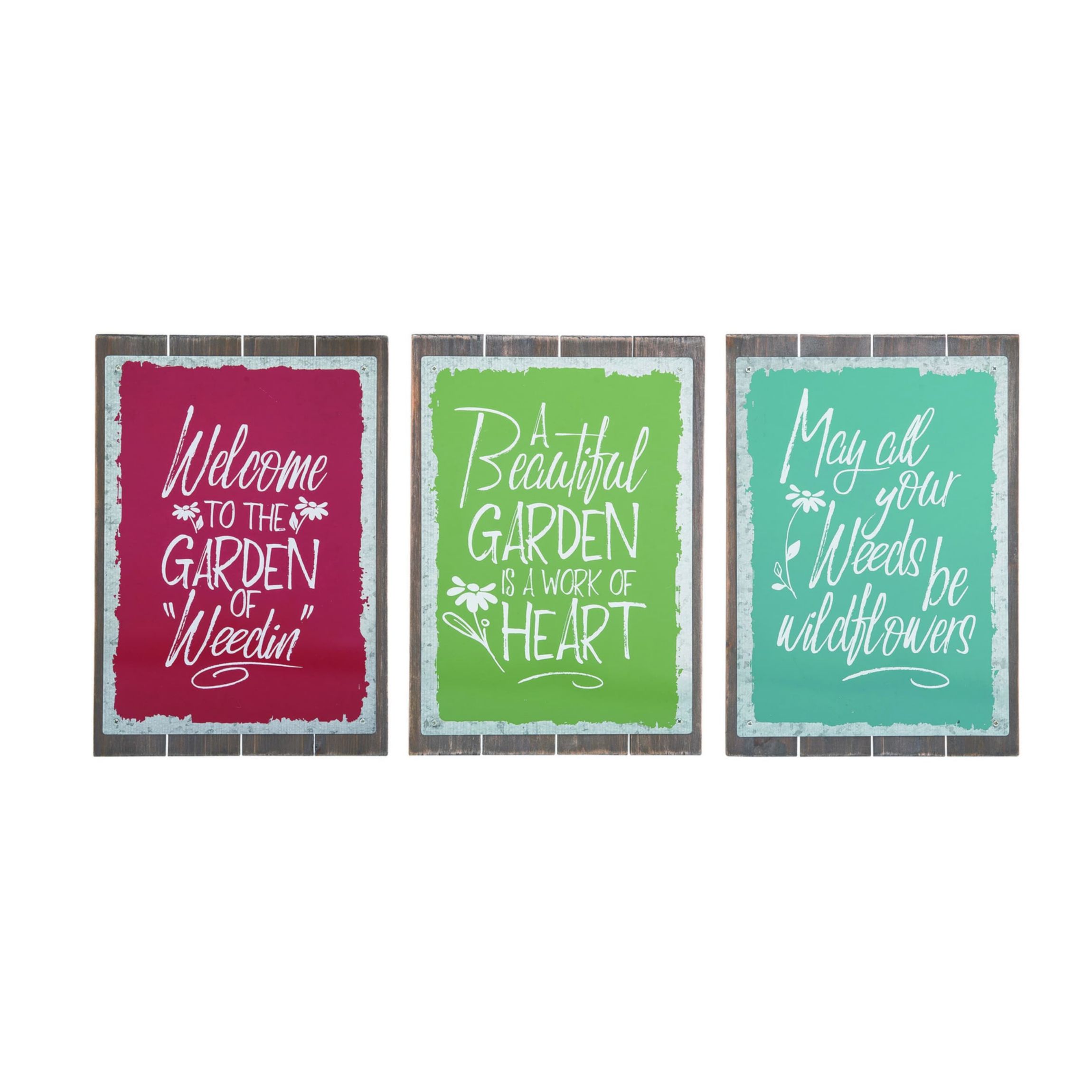 Transpac MDF Garden Quote Decor Set of 3 Spring Home Decorations