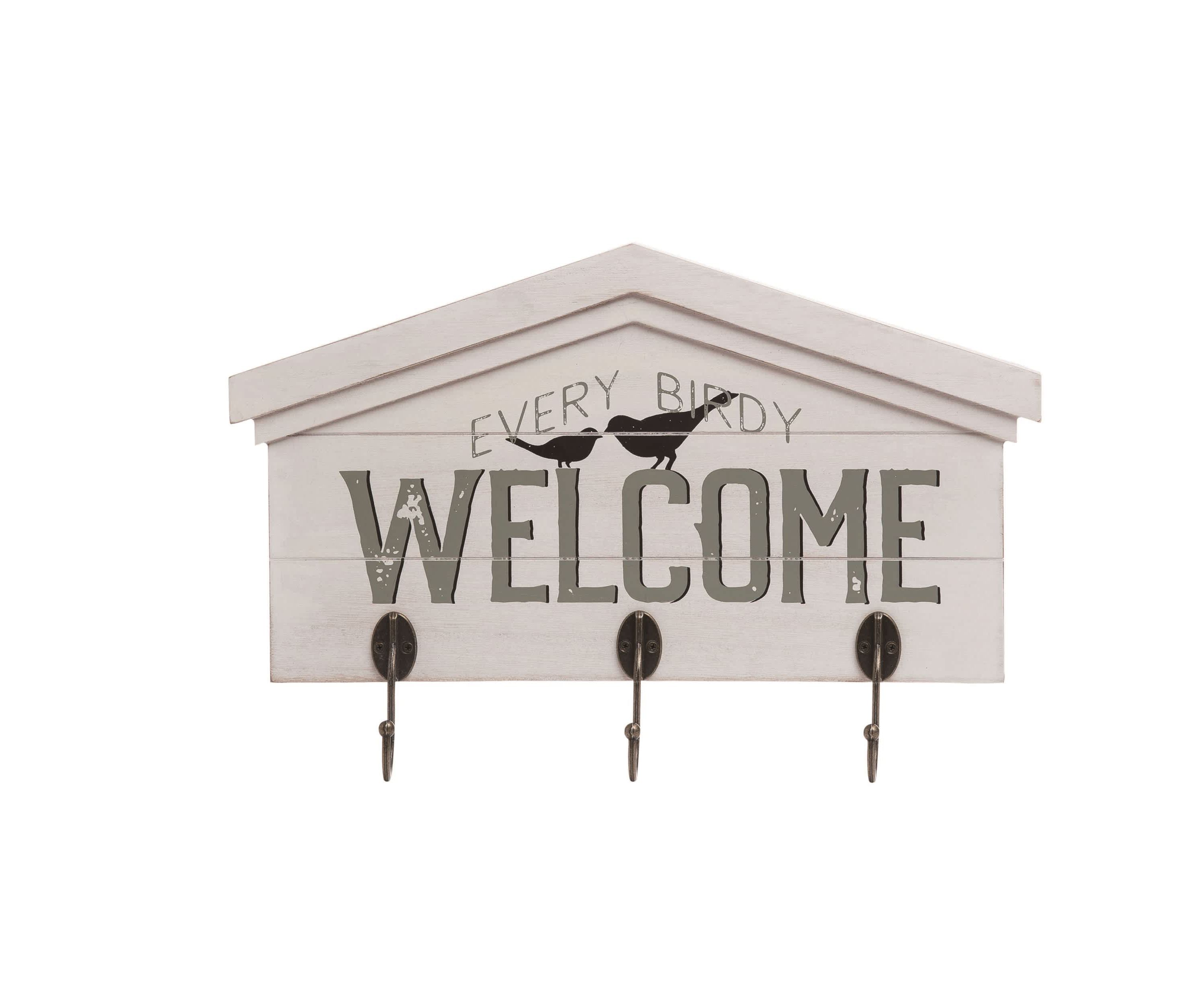 Transpac Wood 15.75 in. Off-White Spring Every Birdy Hanger