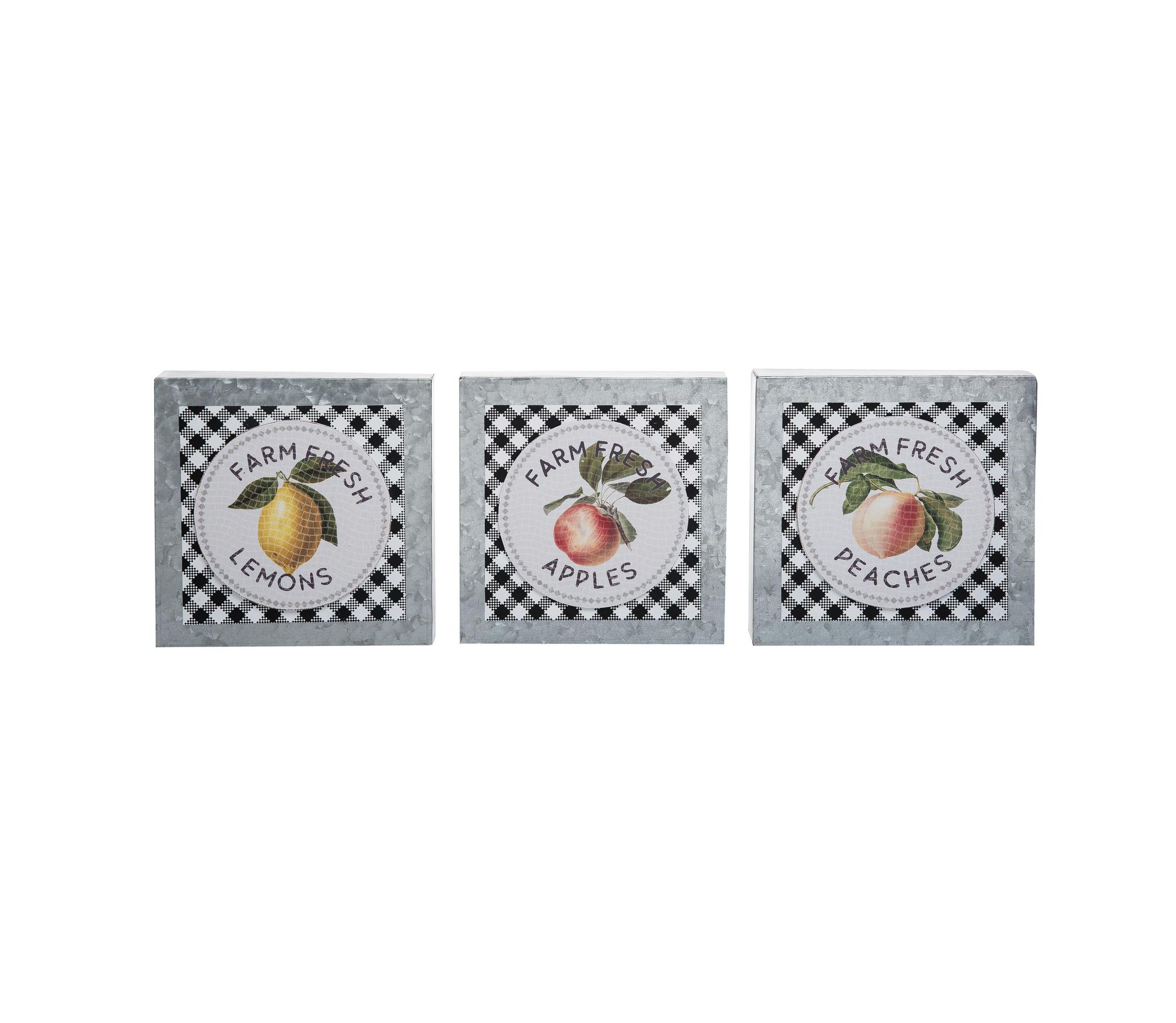Transpac Metal Fruits Box Decor Set of 3 Spring Home Decorations