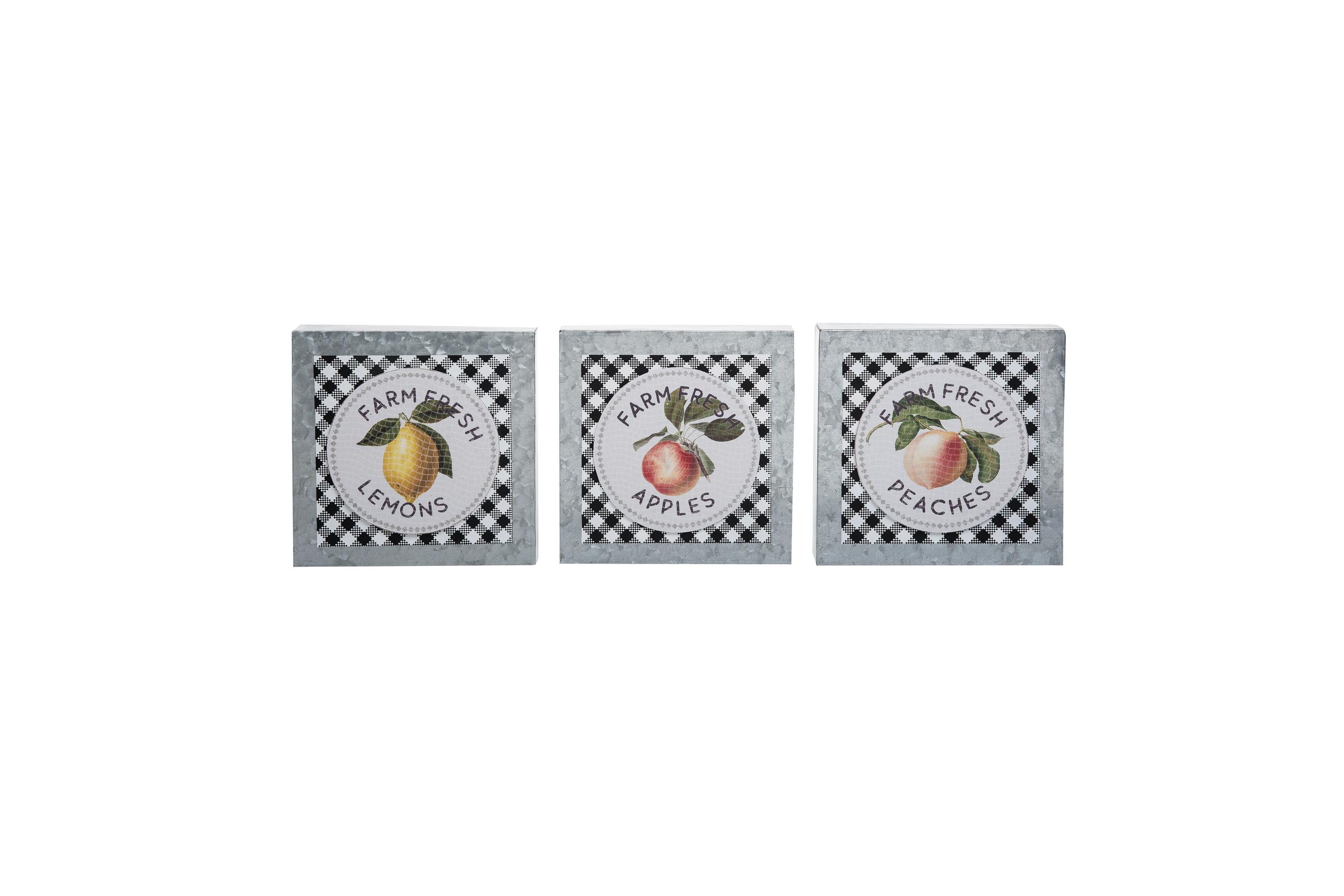 Transpac Metal Fruits Box Decor Set of 3 Spring Home Decorations