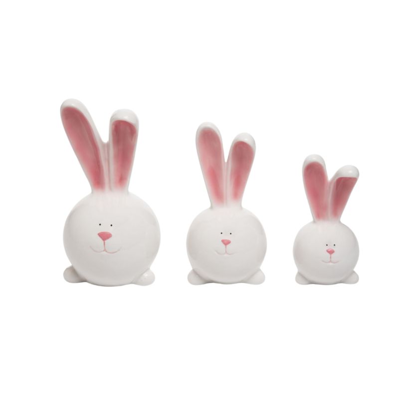 Transpac Ceramic 9.56 in. Easter Big Ear Bunny Set of 3