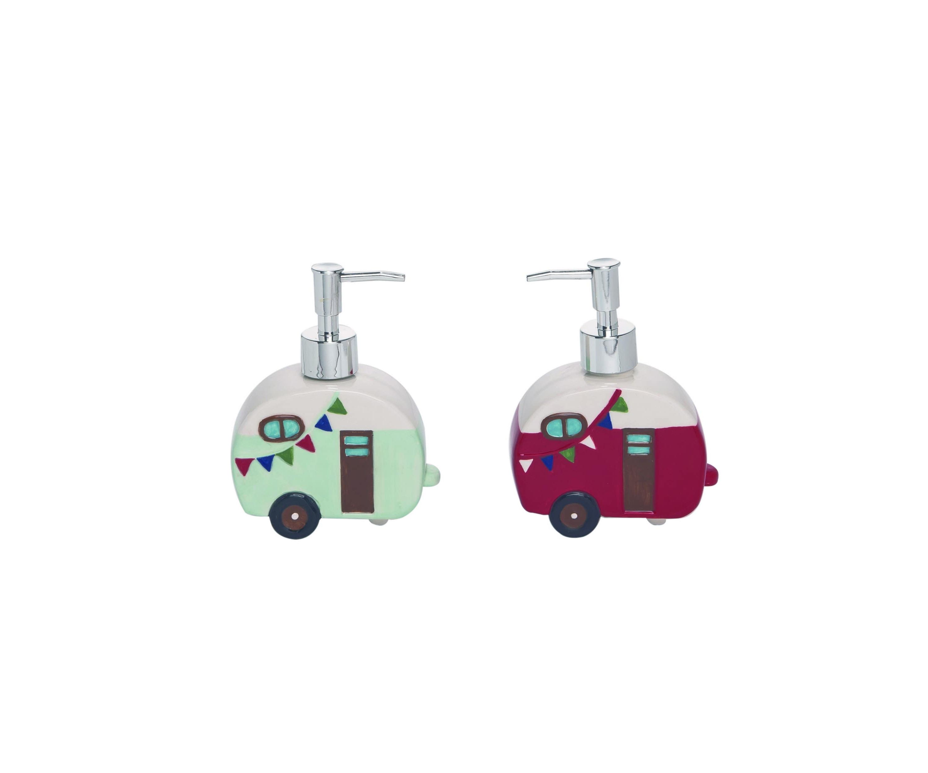 Transpac Ceramic Vintage Camper Soap Dispenser Set of 2 Spring Home Decorations