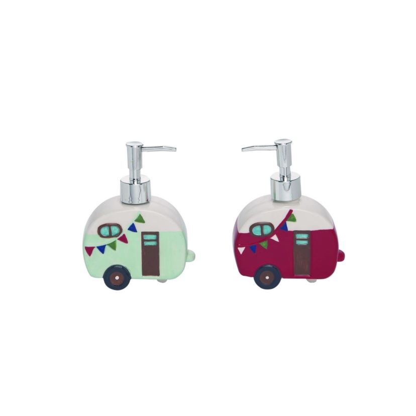 Transpac Ceramic Vintage Camper Soap Dispenser Set of 2 Spring Home Decorations