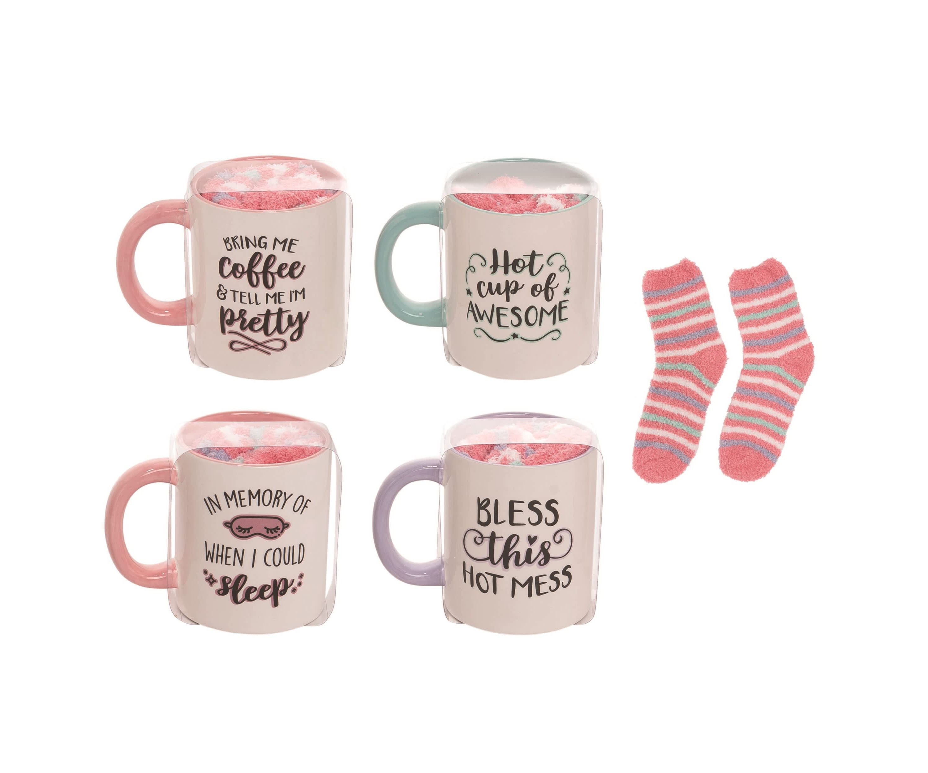 Transpac Ceramic Mom Mug w/Socks Set of 4 Spring Home Decorations