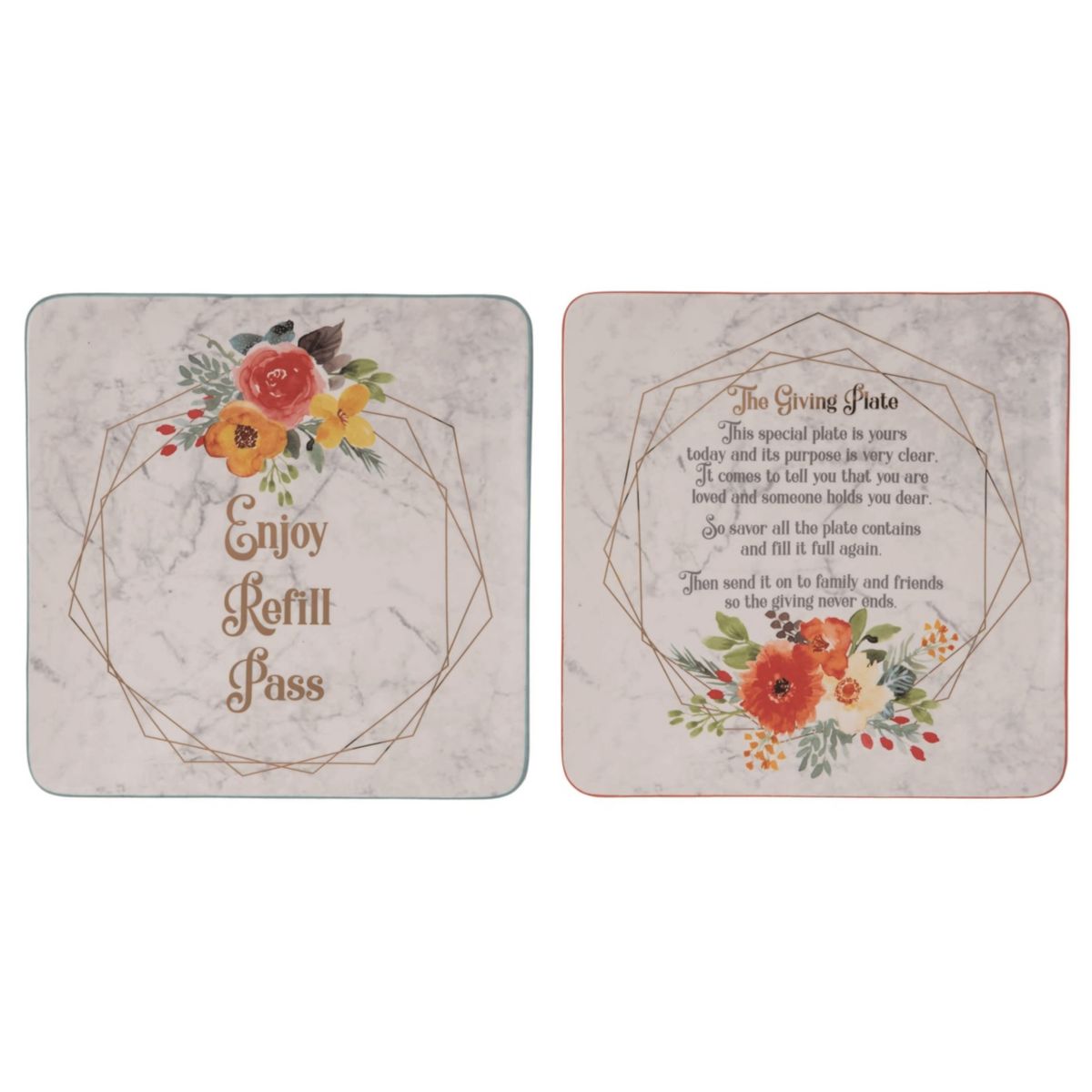 Transpac Ceramic She Is Strong Giving Plate Set of 2 Spring Home Decorations