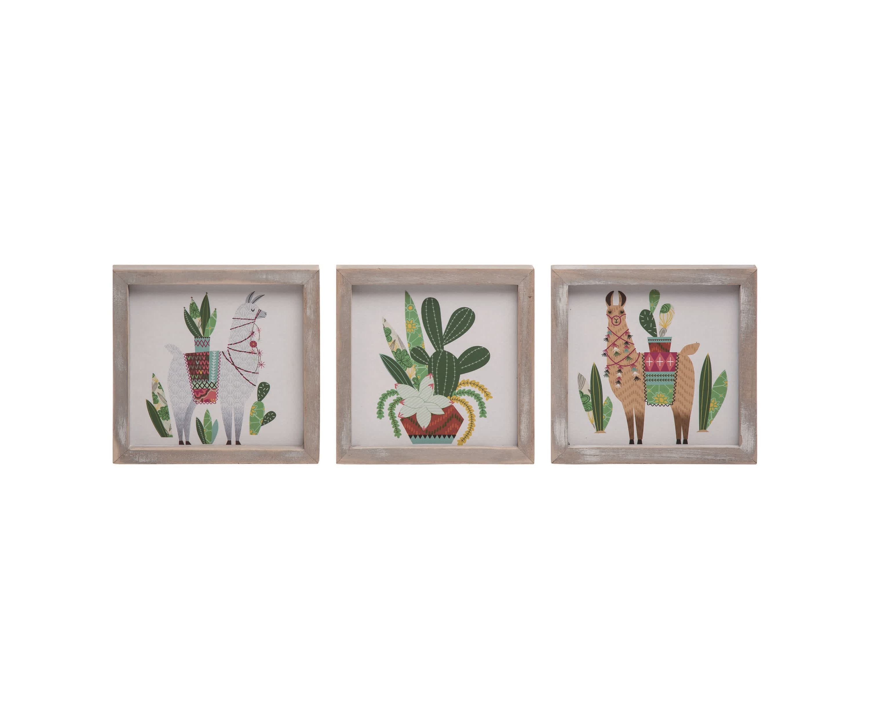 Transpac MDF/Wood Desert Llama Decor Set of 3 Spring Home Decorations