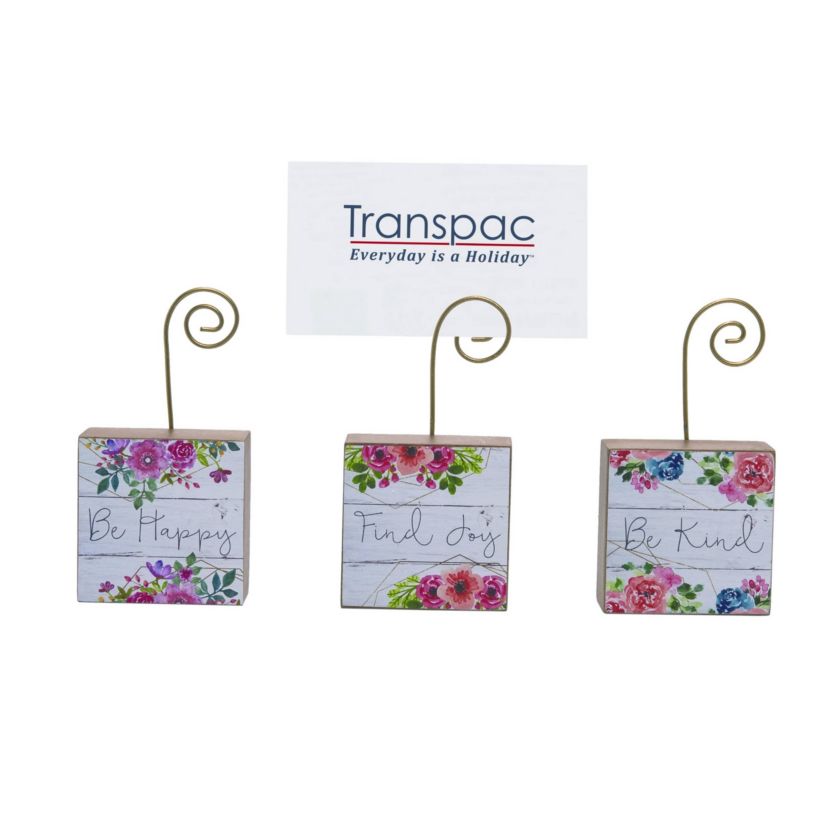 Transpac MDF Block Photo Holder Set of 3 Spring Home Decorations