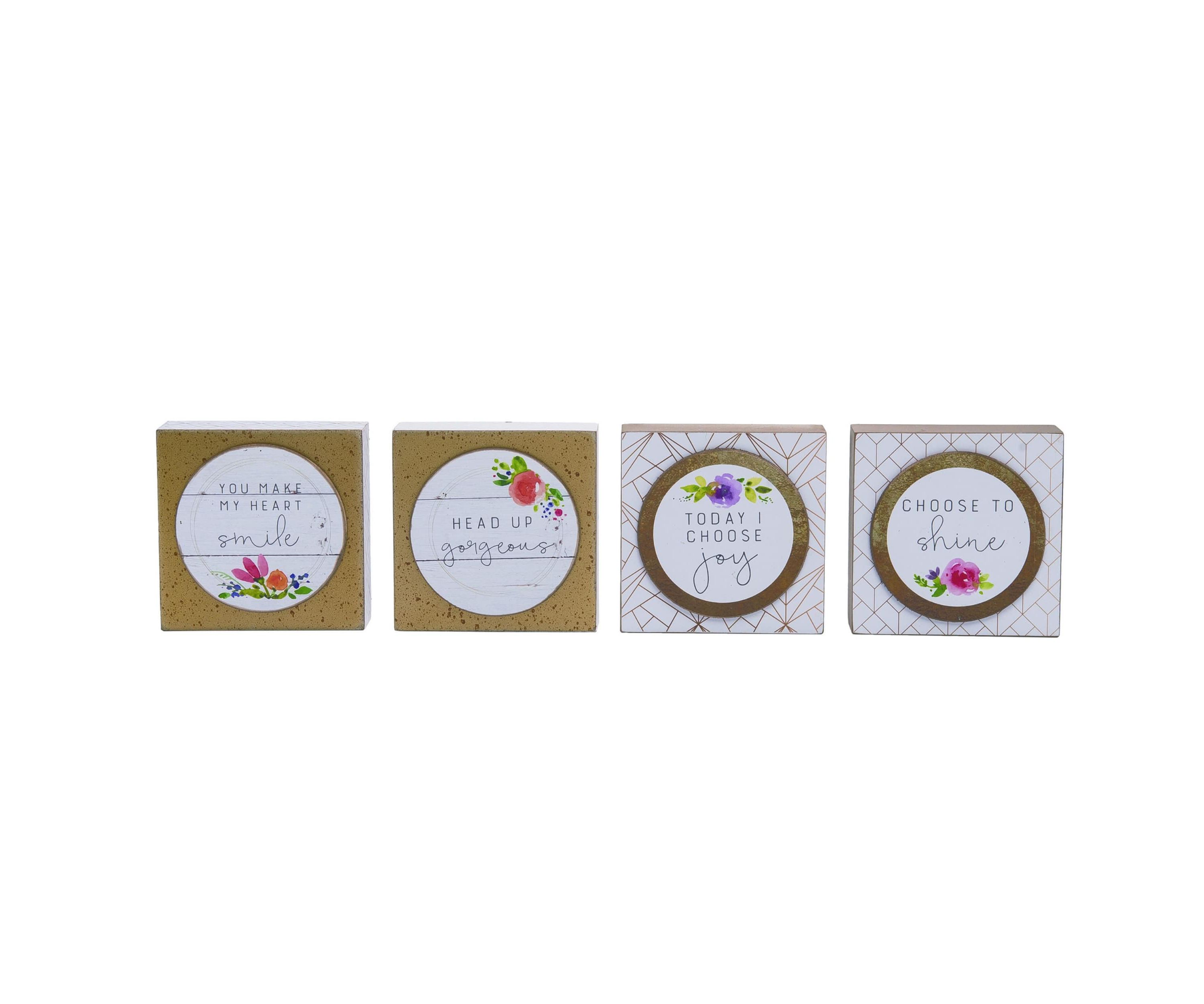 Transpac MDF Layer Block Decor Set of 4 Spring Home Decorations
