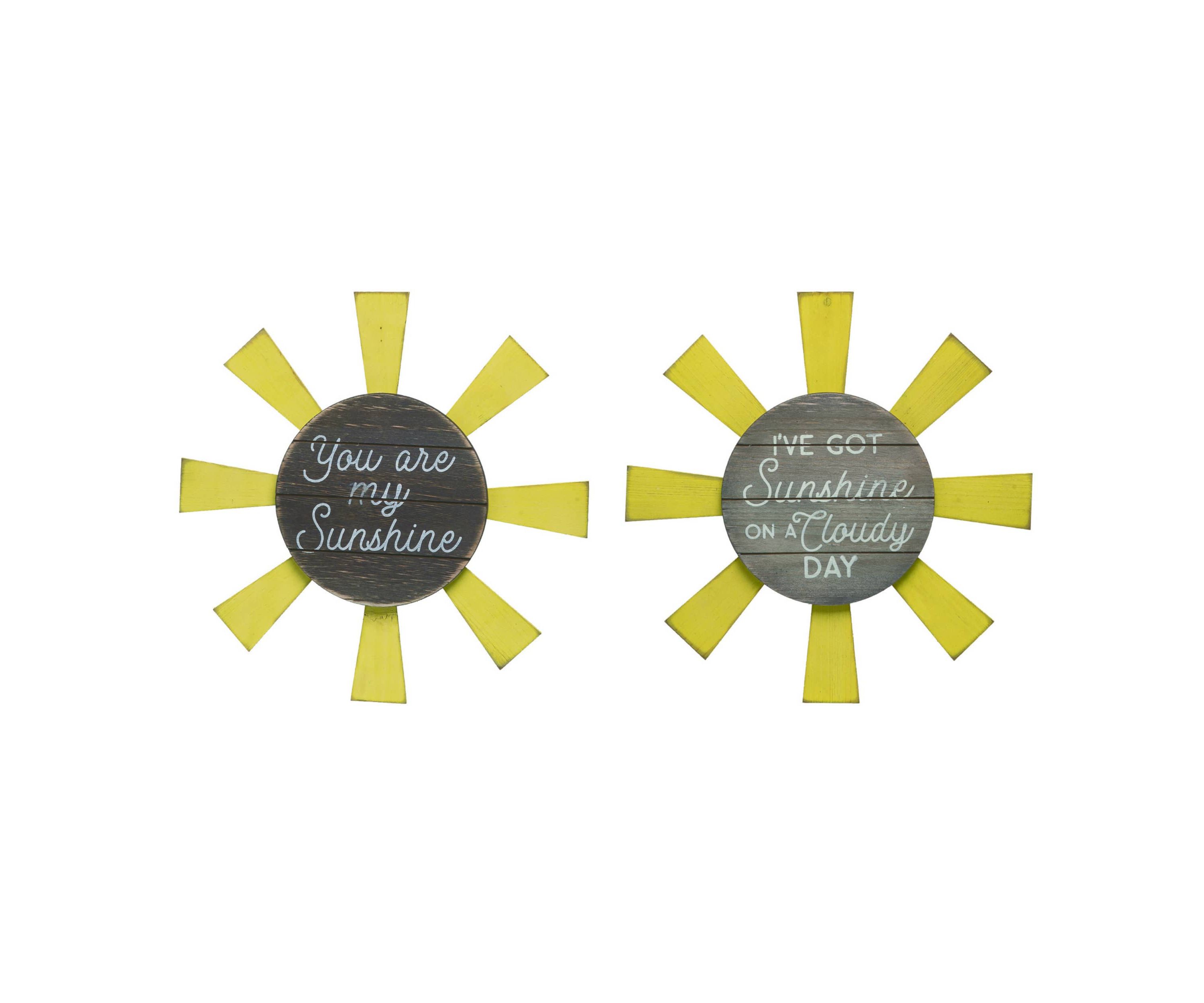 Transpac MDF Sun Wall Decor Set of 2 Spring Home Decorations