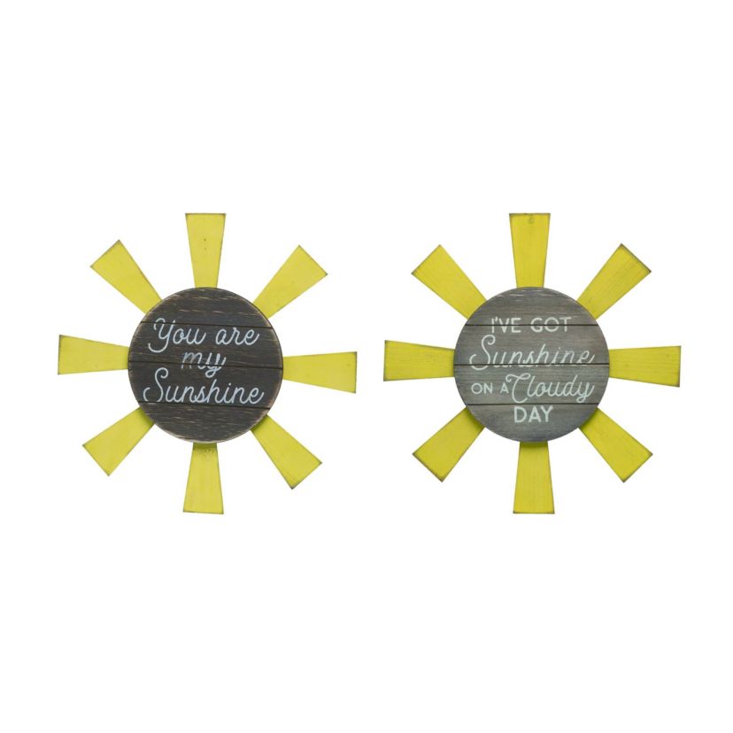 Transpac MDF Sun Wall Decor Set of 2 Spring Home Decorations