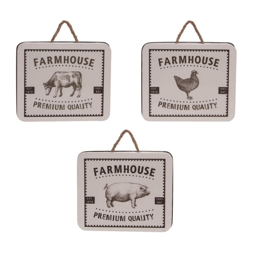 Transpac Metal Enamel Sign Set of 3 Spring Home Decorations