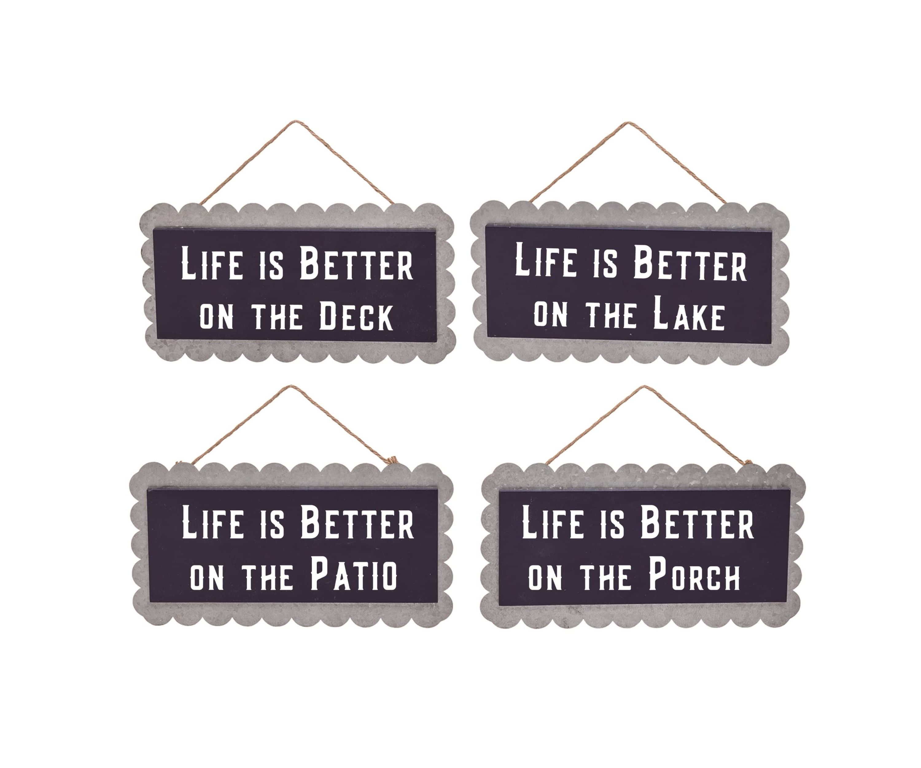 Transpac MDF/Metal Life Is Better Decor Set of 4 Spring Home Decorations