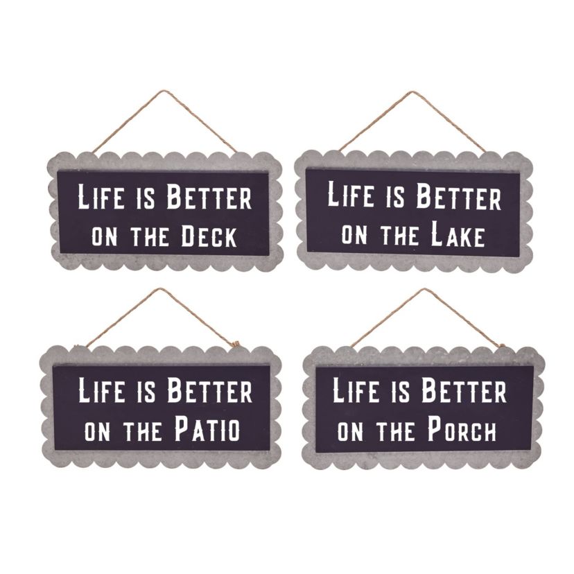 Transpac MDF/Metal Life Is Better Decor Set of 4 Spring Home Decorations