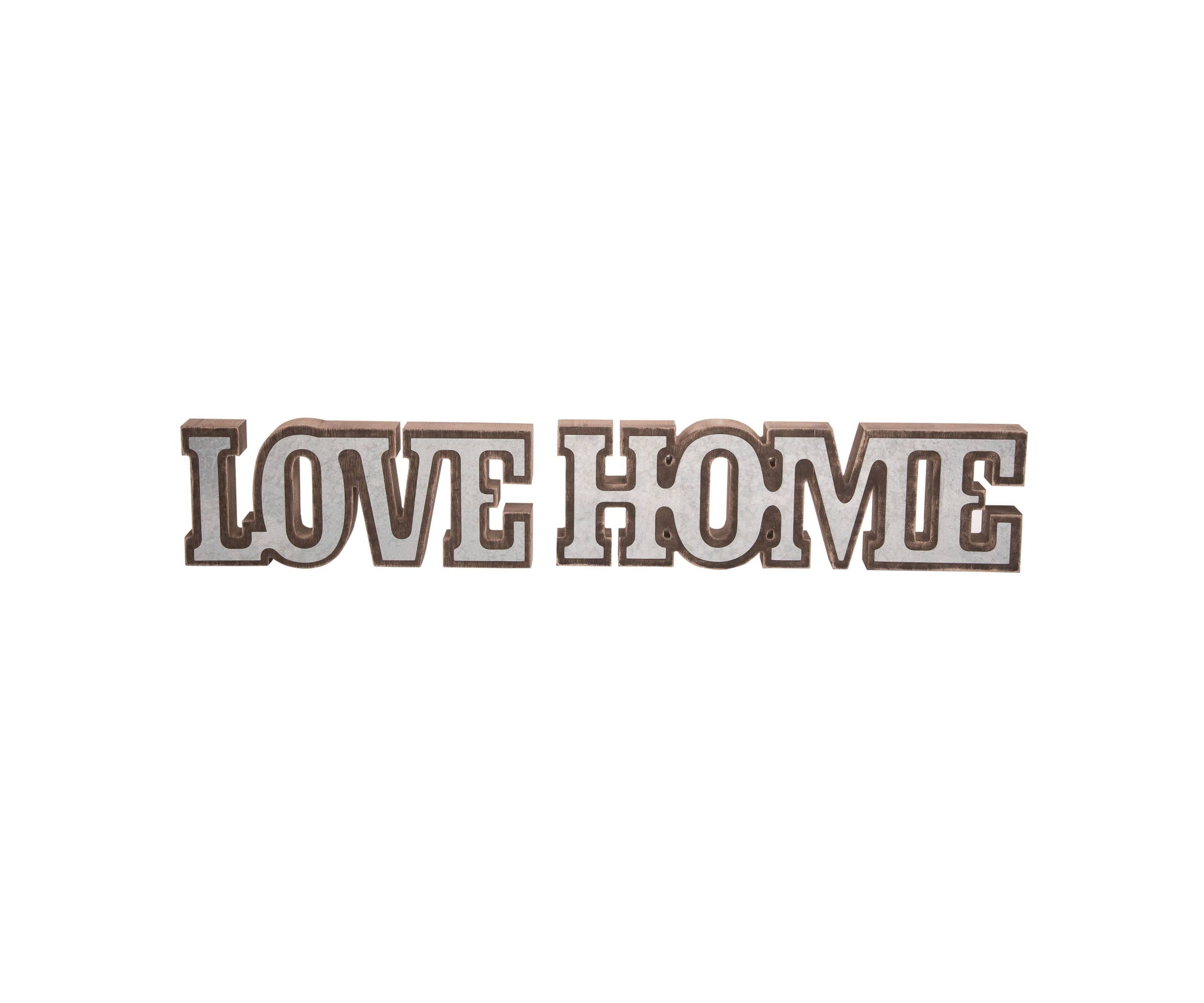 Transpac MDF/Metal LOVE/HOME Decor Set of 2 Valentines Home Decorations