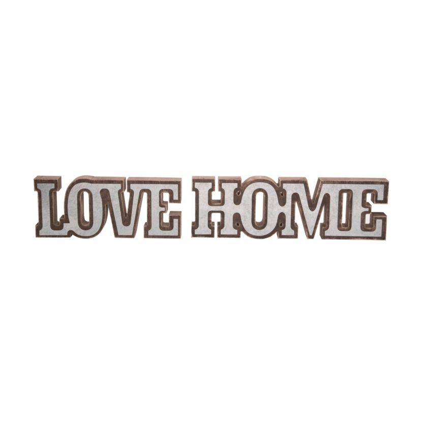 Transpac MDF/Metal LOVE/HOME Decor Set of 2 Valentines Home Decorations
