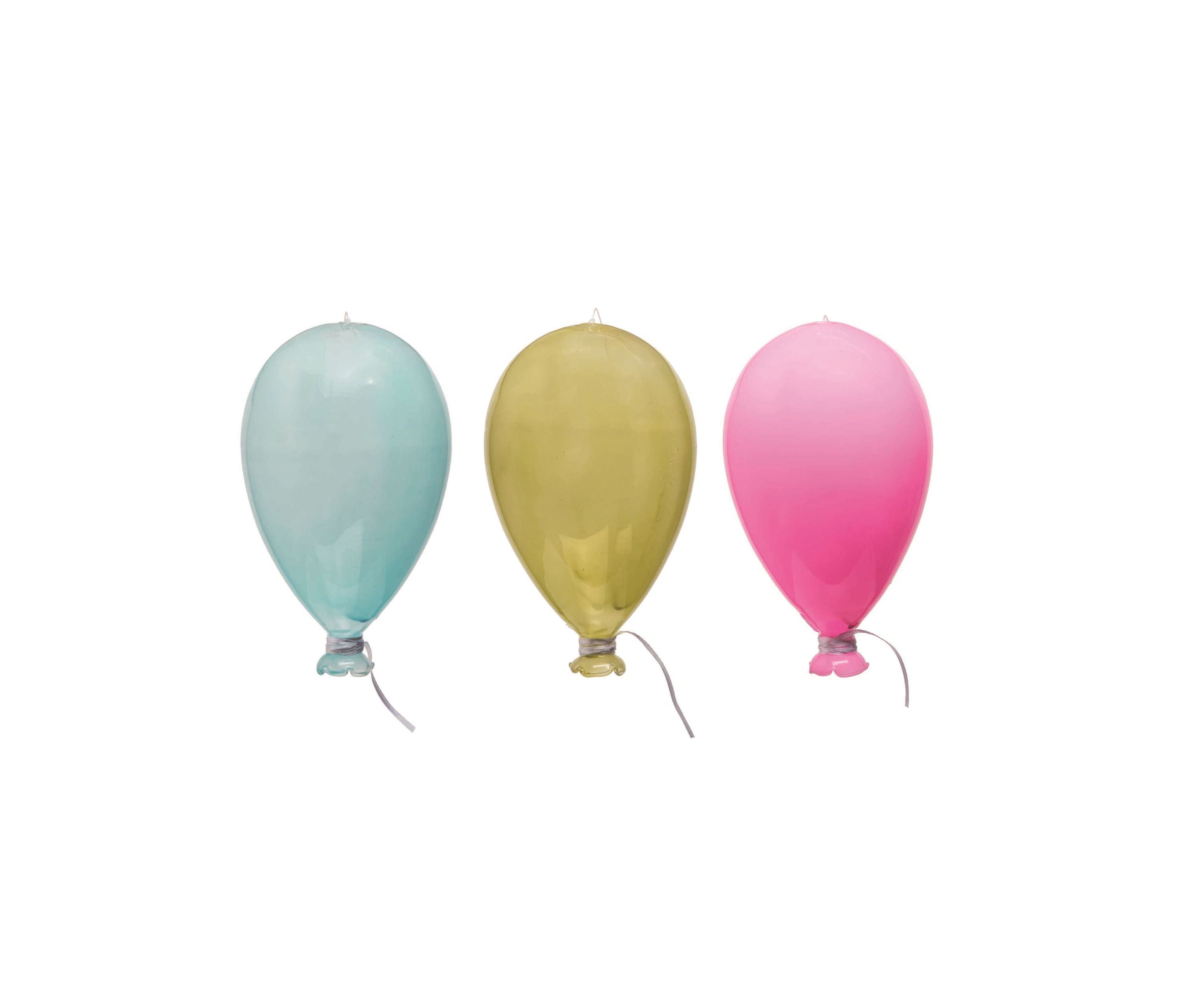 Transpac Large Glass Hanging Balloon Set of 3 Spring Home Decorations