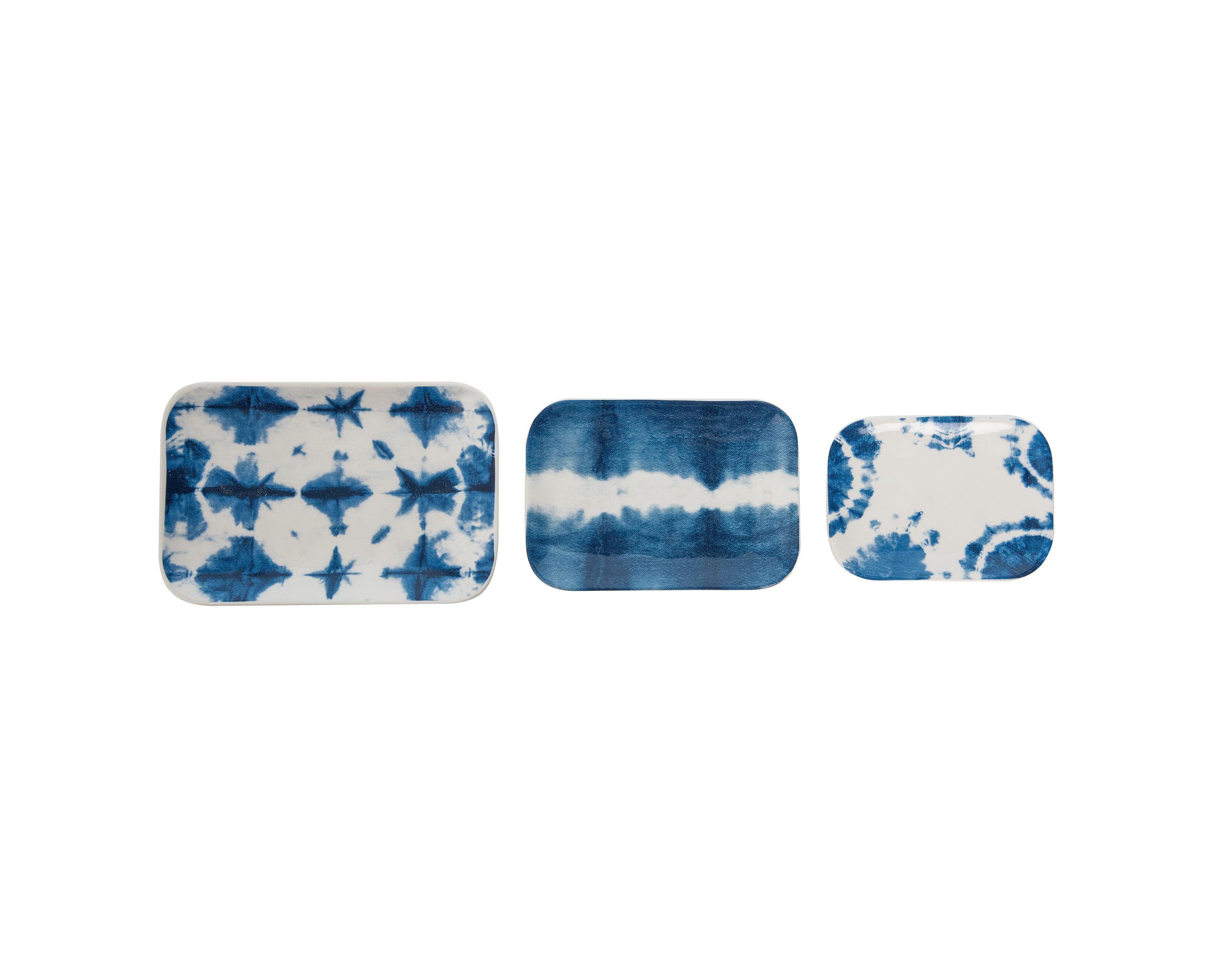 Transpac Dolomite 6.25 in. Multicolor Everyday Nesting Shibori Trinket Dishes Set of 3