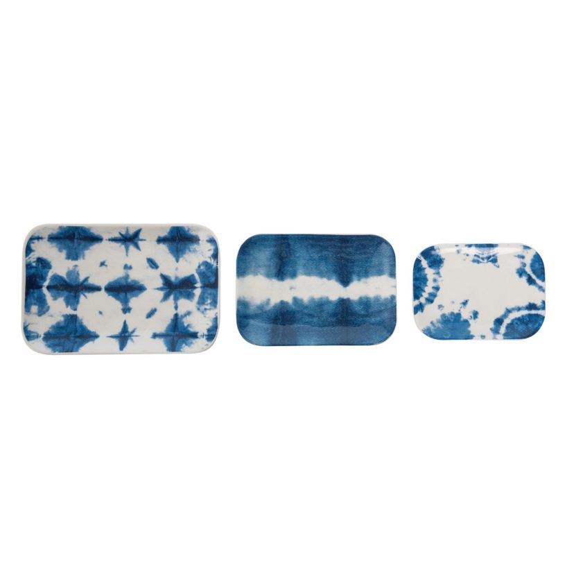 Transpac Dolomite 6.25 in. Multicolor Everyday Nesting Shibori Trinket Dishes Set of 3