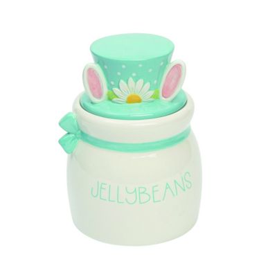 Transpac Dolomite 7.5 in. Multicolor Easter Bright Jelly Bean Jar, White -  0885114110186