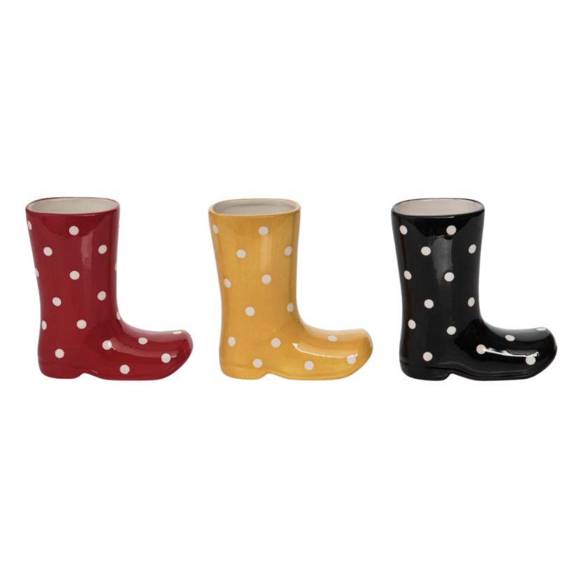 Transpac Ceramic Rain Boot Bud Vase Set of 3 Home Decorations Spring