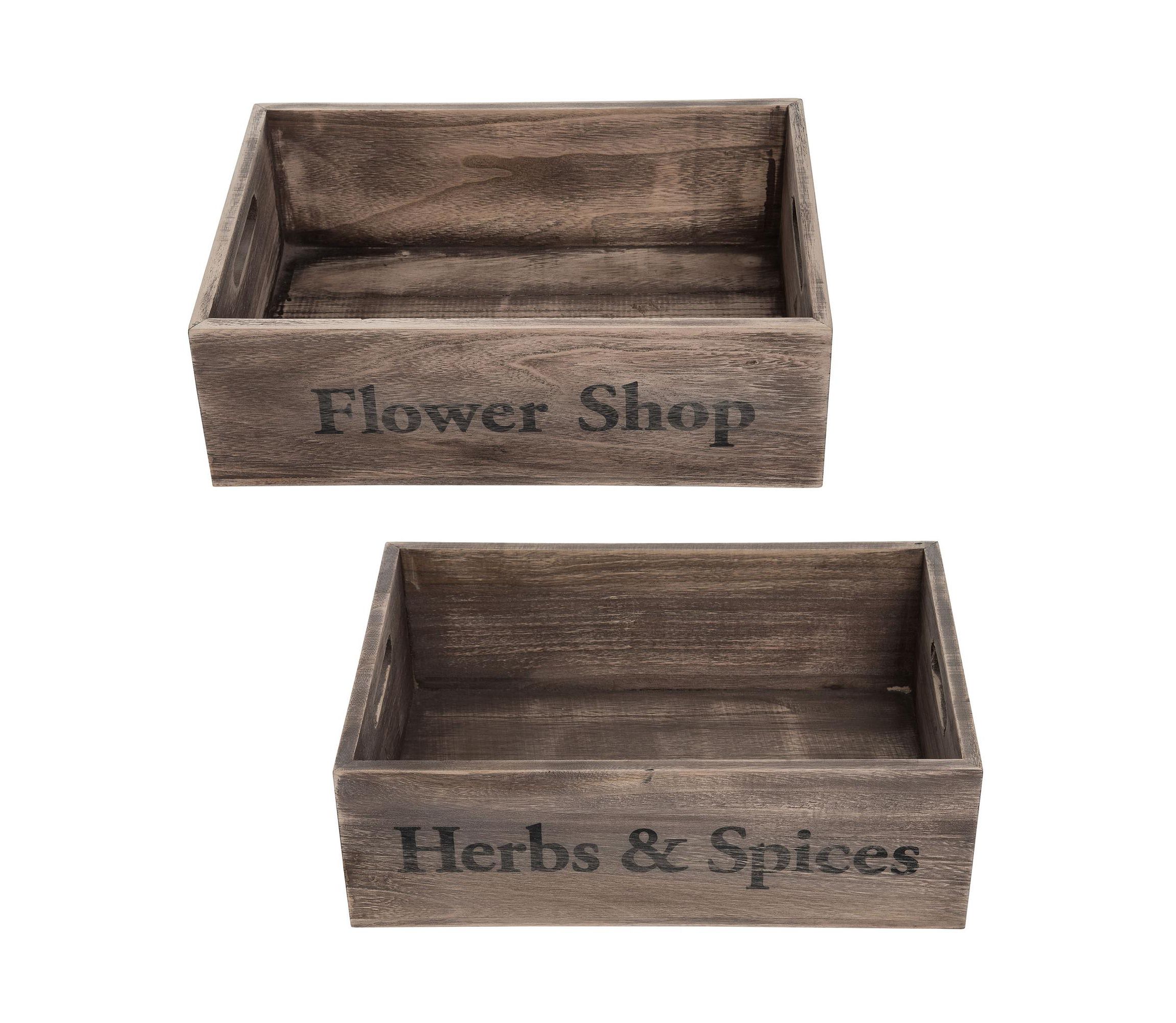 Transpac Wood Rustic Flower Shop Crate Set of 2 Spring Home Decorations